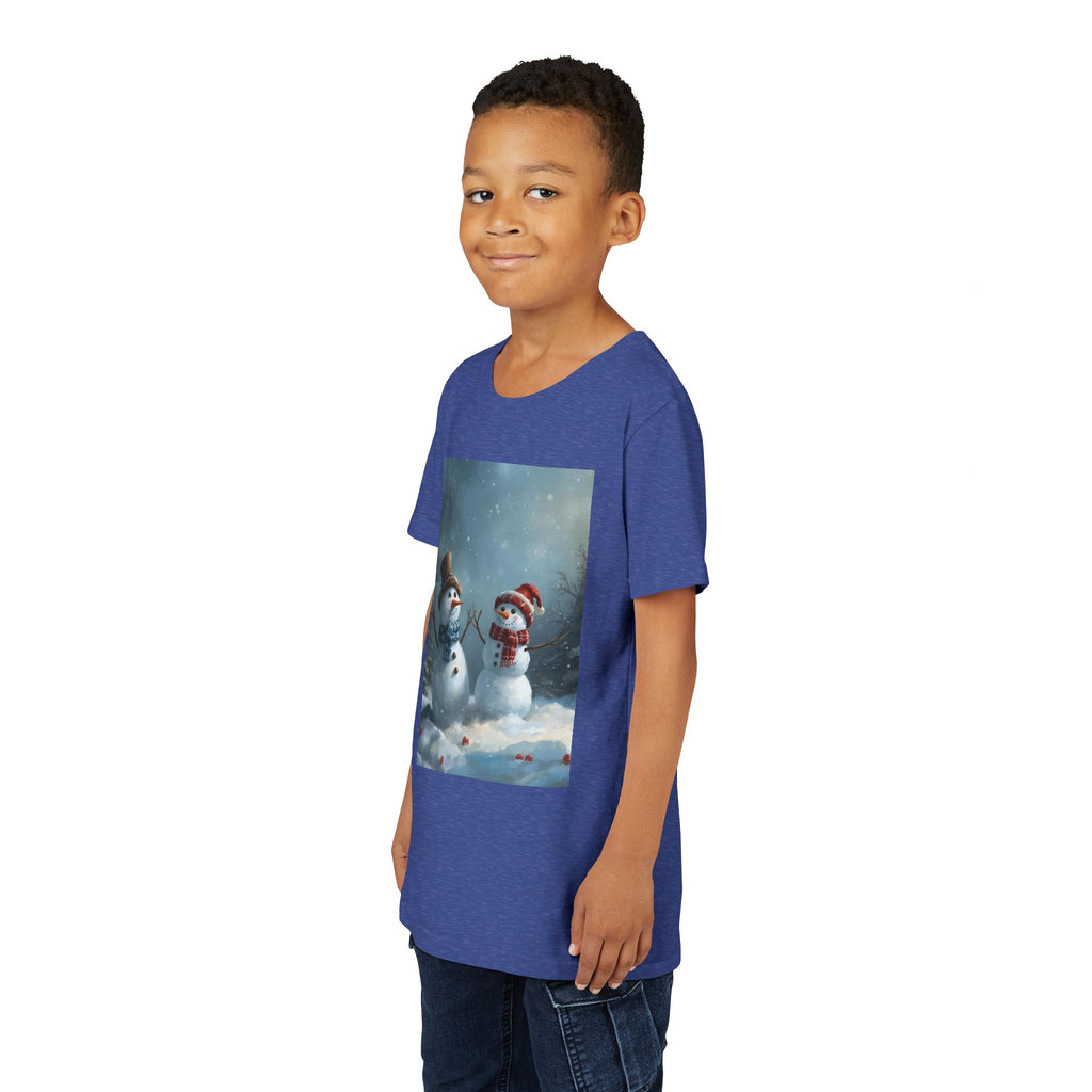 Youth Christmas Snowman Tee, Winter T-Shirt, Christmas Gift, Holiday Apparel, Kids Winter Wear, Cute Snowman Design