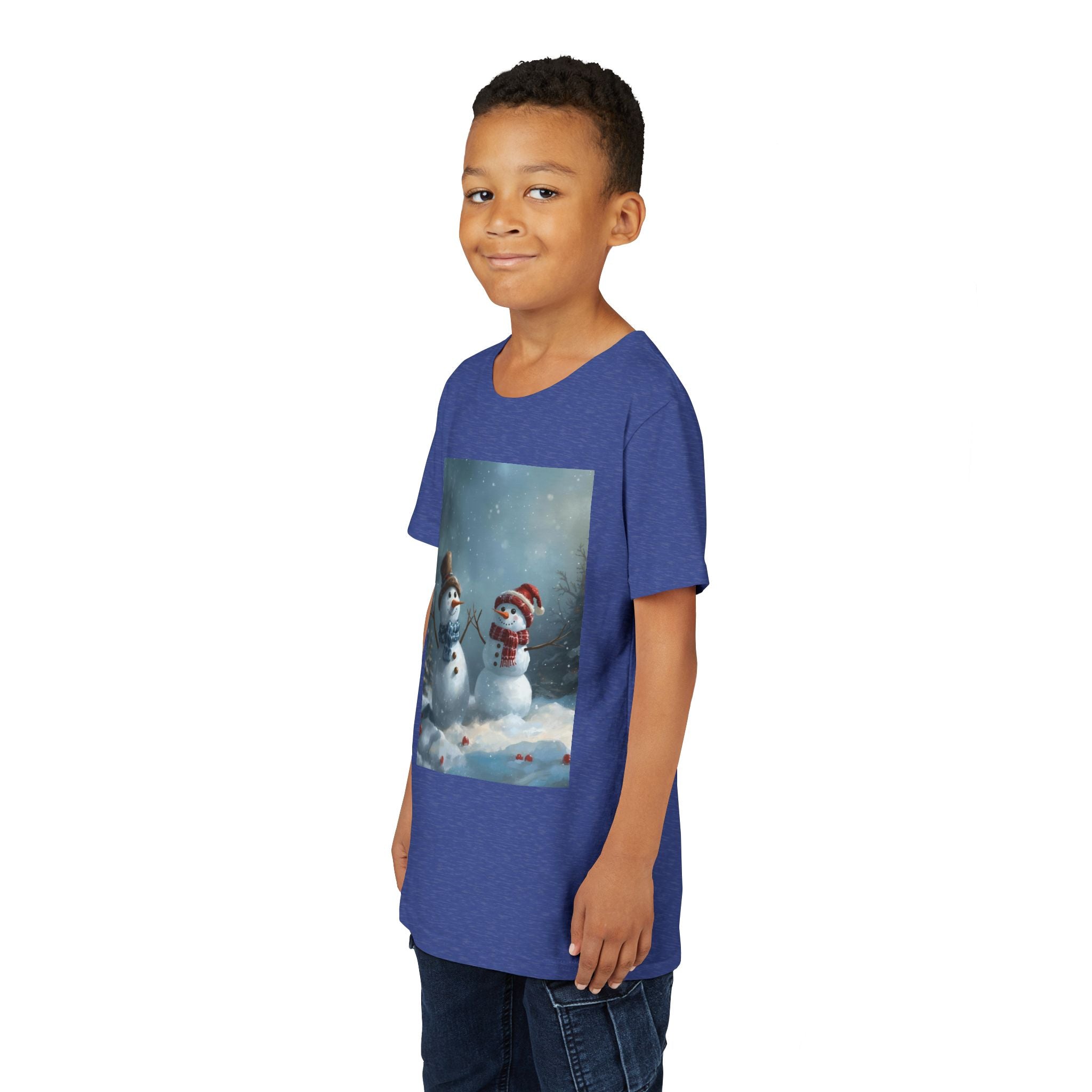 Youth Christmas Snowman Tee, Winter T-Shirt, Christmas Gift, Holiday Apparel, Kids Winter Wear, Cute Snowman Design