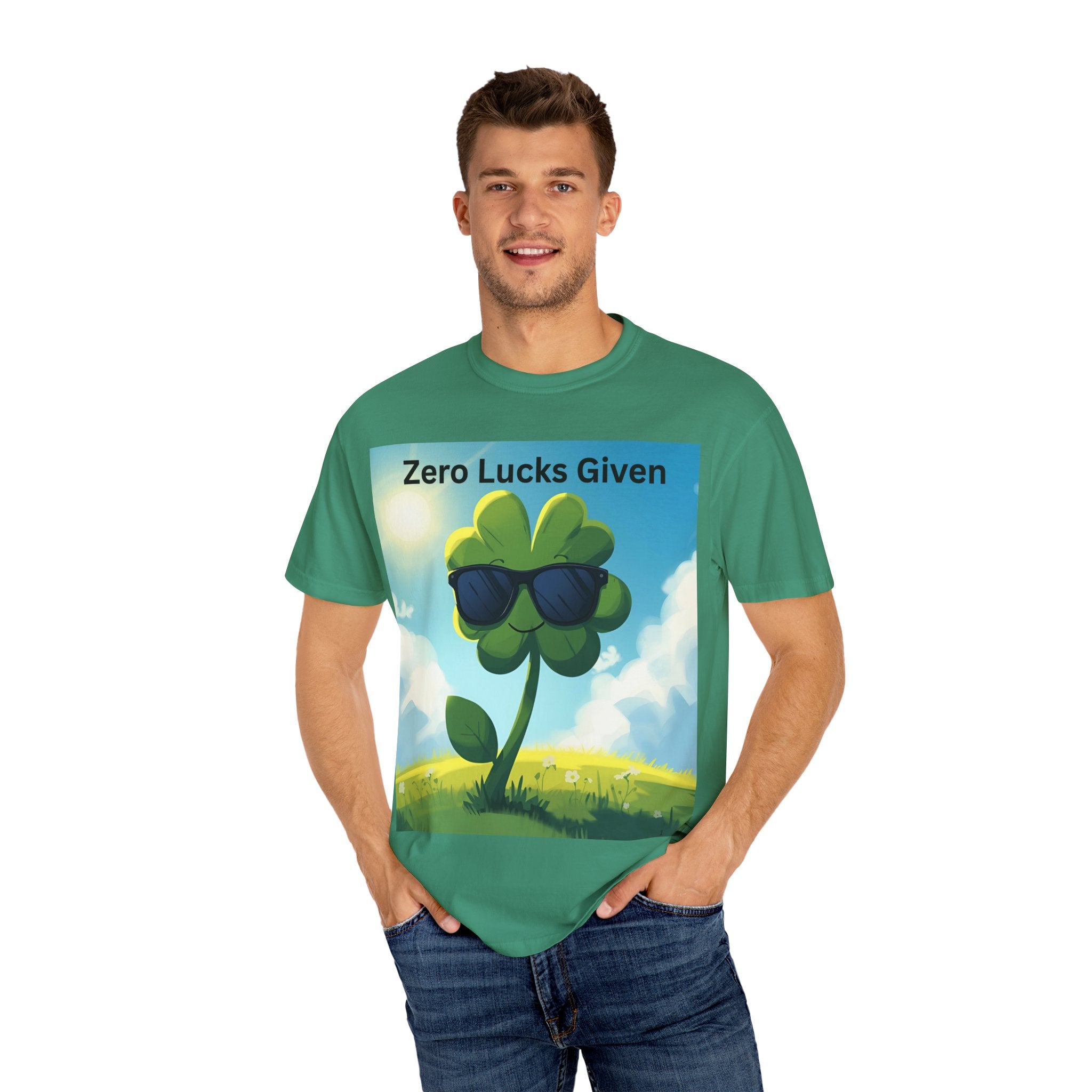 Zero Lucks Given T-Shirt, Fun Graphic Tee, Unisex Casual Shirt, St. Patrick's Day Gift, Lucky Charm Apparel, Summer Outfit