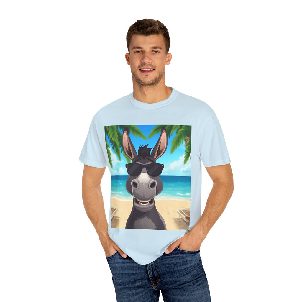 Chill Donkey Sunset T-Shirt, Unisex Summer Tee, Casual Beachwear, Gift for Animal Lovers, Fun Vacation Shirt