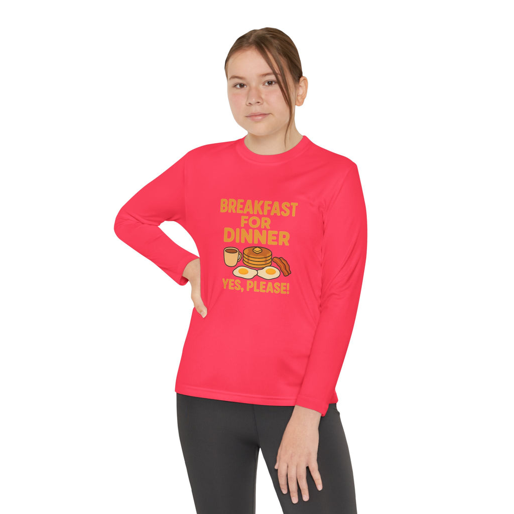 Breakfast For Dinner Youth Long Sleeve Competitor Tee