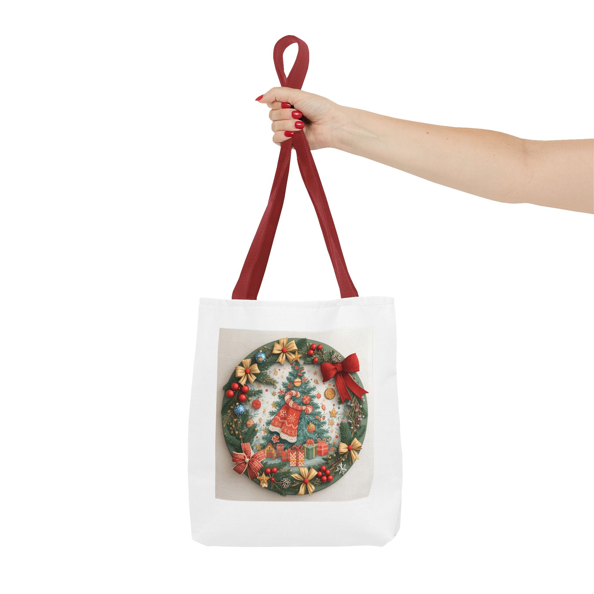 Christmas Tote Bag, Festive Holiday Bag, AOP Design, Gift Bag for Her, Reusable Shopping Tote