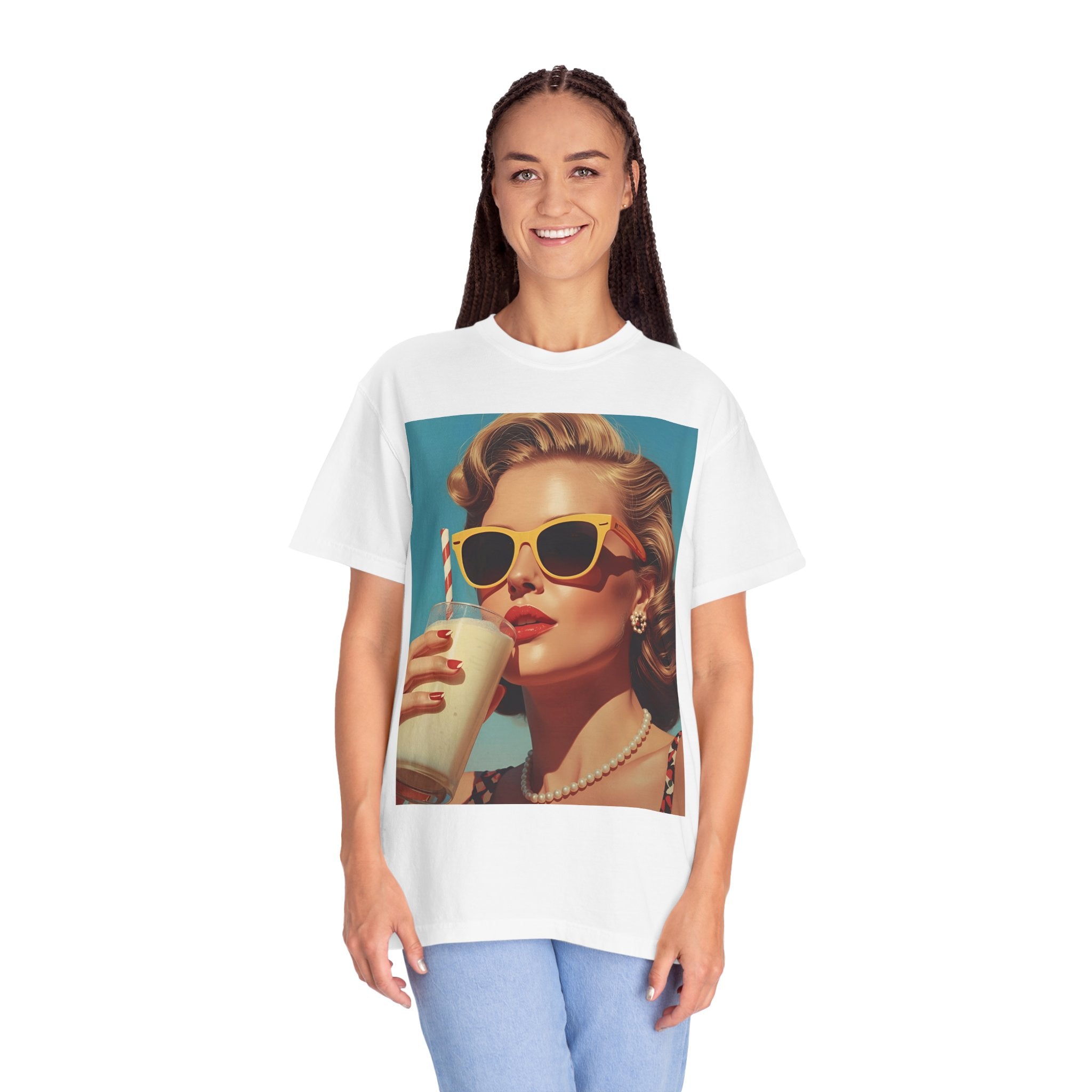 Retro Pop Art Summer Vibe T-shirt | Unisex Garment-Dyed Tee, Vintage Style Shirt, Trendy Summer Wear, Perfect Gift for Her, Casual Everyday Top