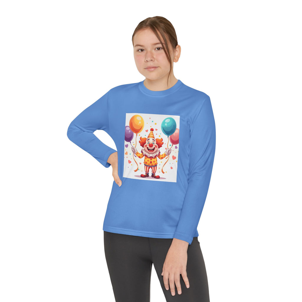 Birthday Clown With Balloons Youth Long Sleeve Competitor Tee