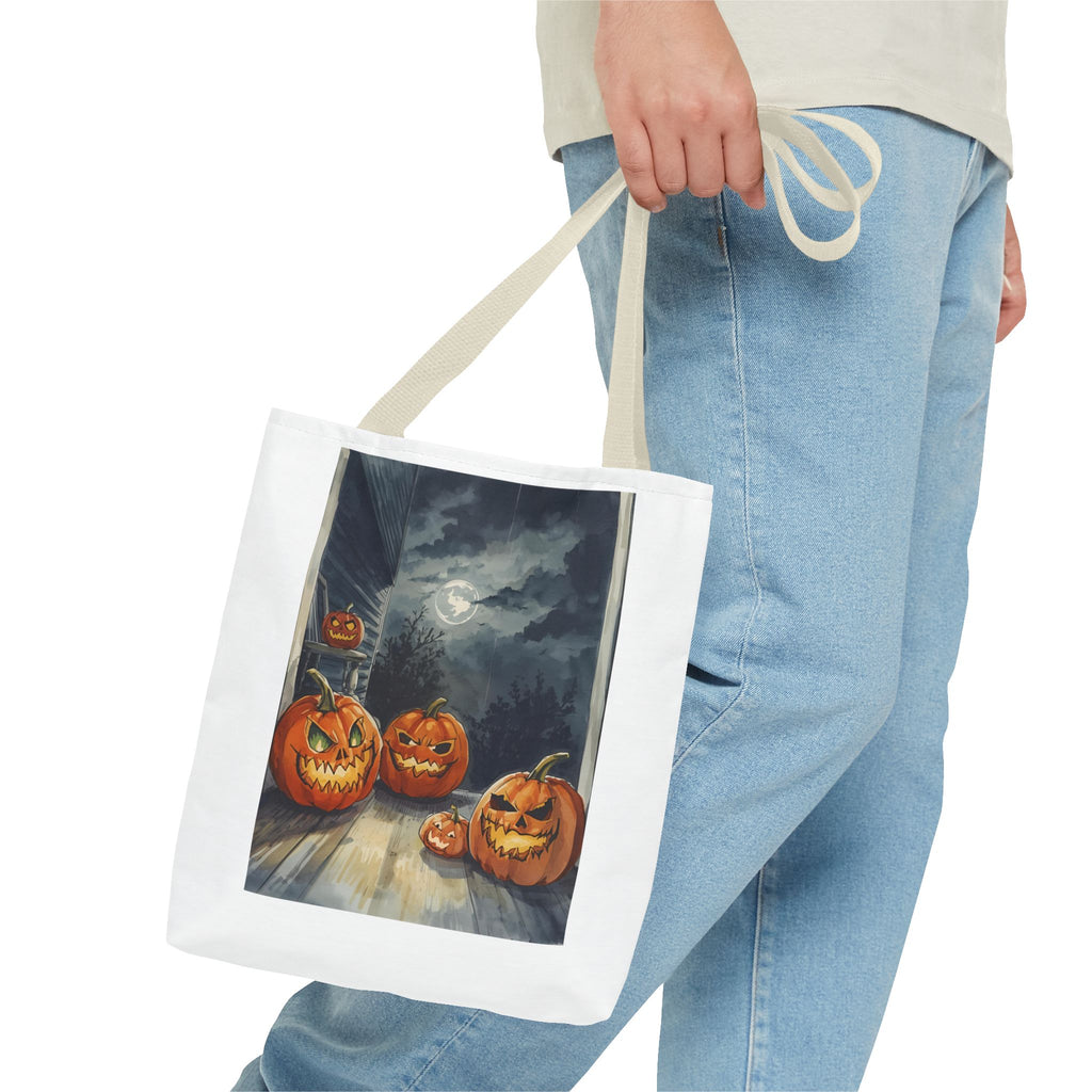 Halloween Pumpkin Tote Bag, Spooky Fall Accessories, Trick or Treat Bag, Autumn Vibes, Eco-Friendly Shopping