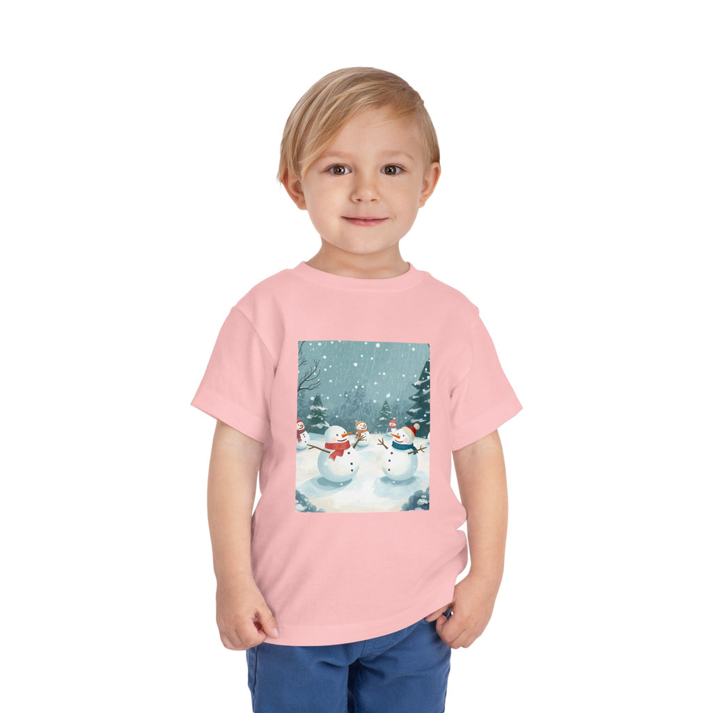 Festive Christmas Snowman Toddler Short Sleeve Tee