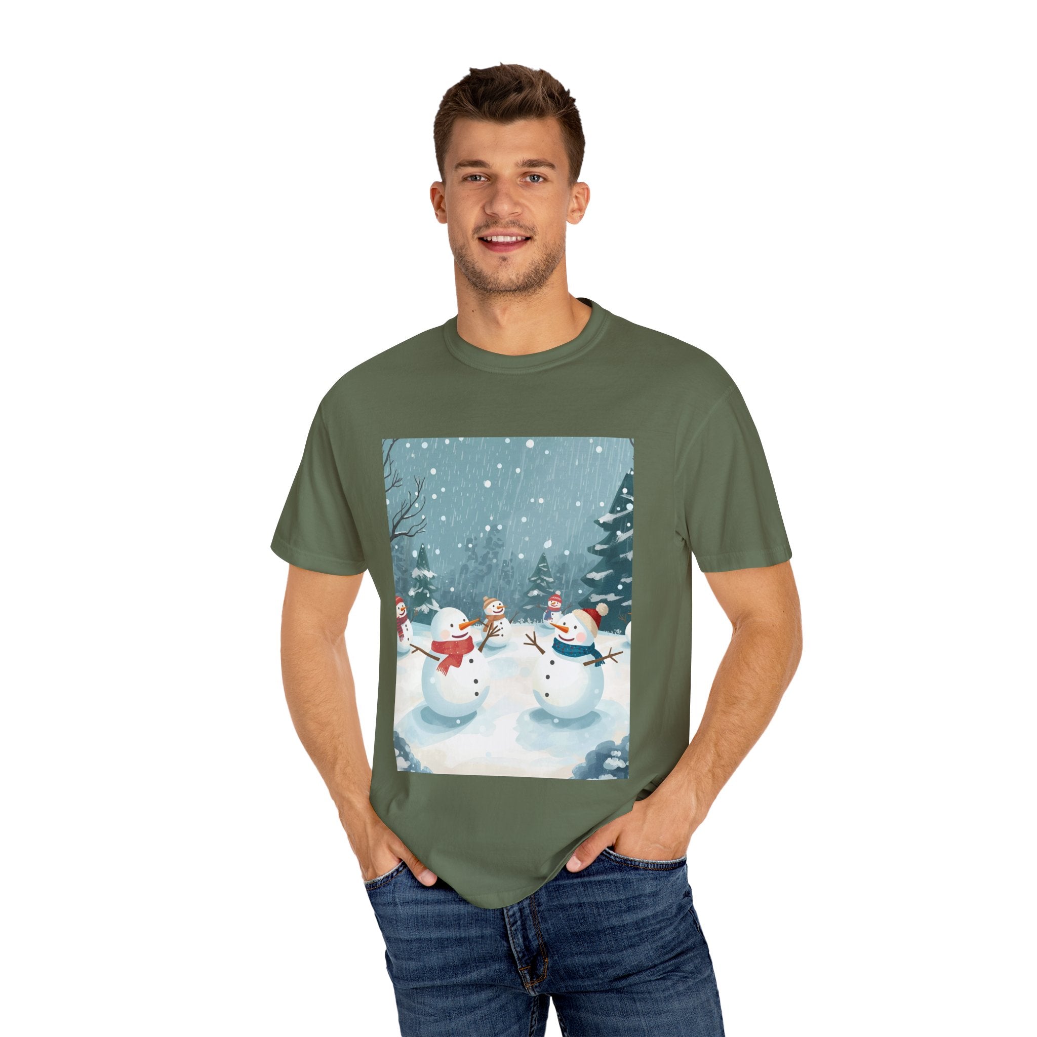 Festive Christmas Snowman Winter Wonderland T-shirt, Holiday Tee, Snowman Gift, Cozy Apparel, Unisex Christmas Shirt, Festive Winter Wear