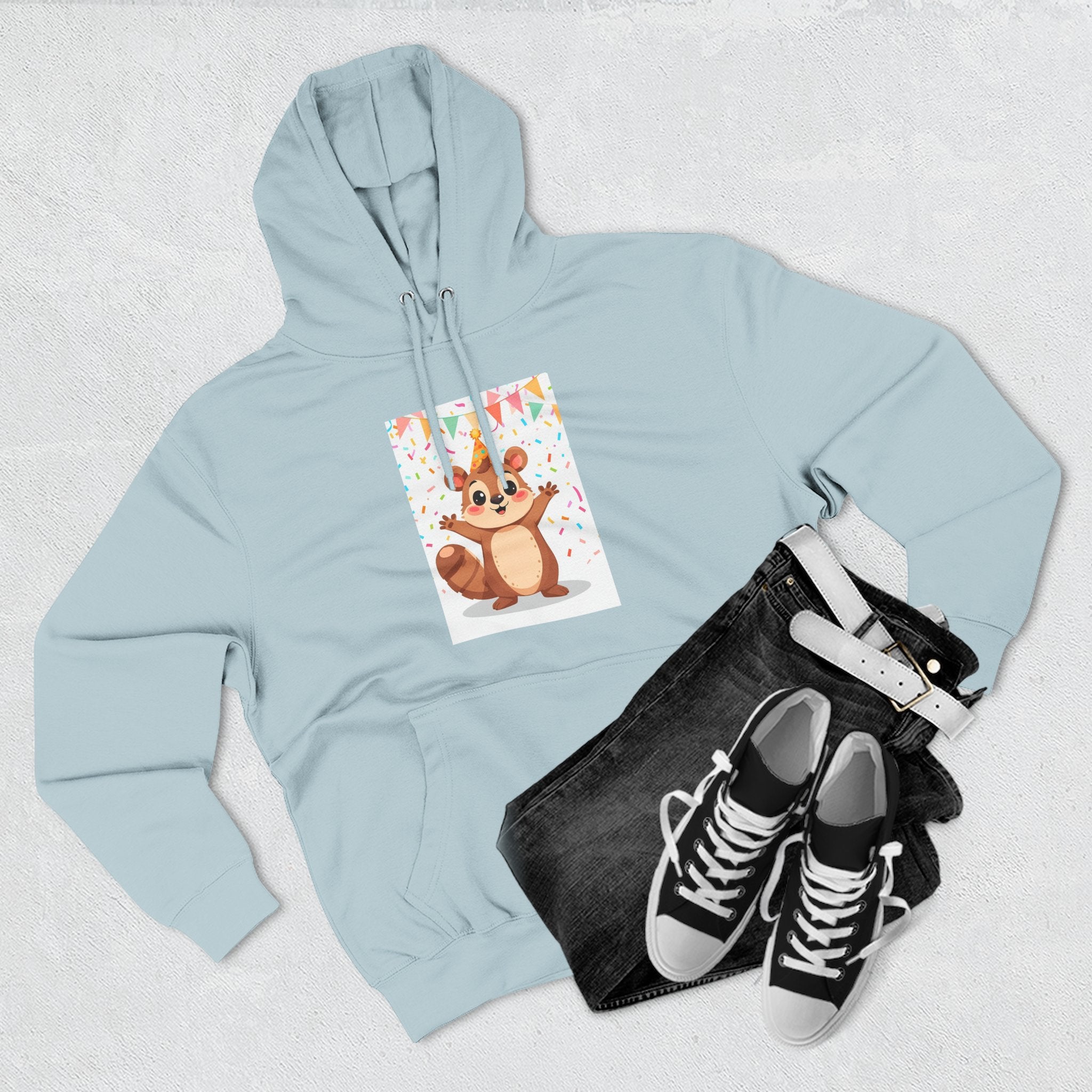 Party Animal With Squirl Three-Panel Fleece Hoodie