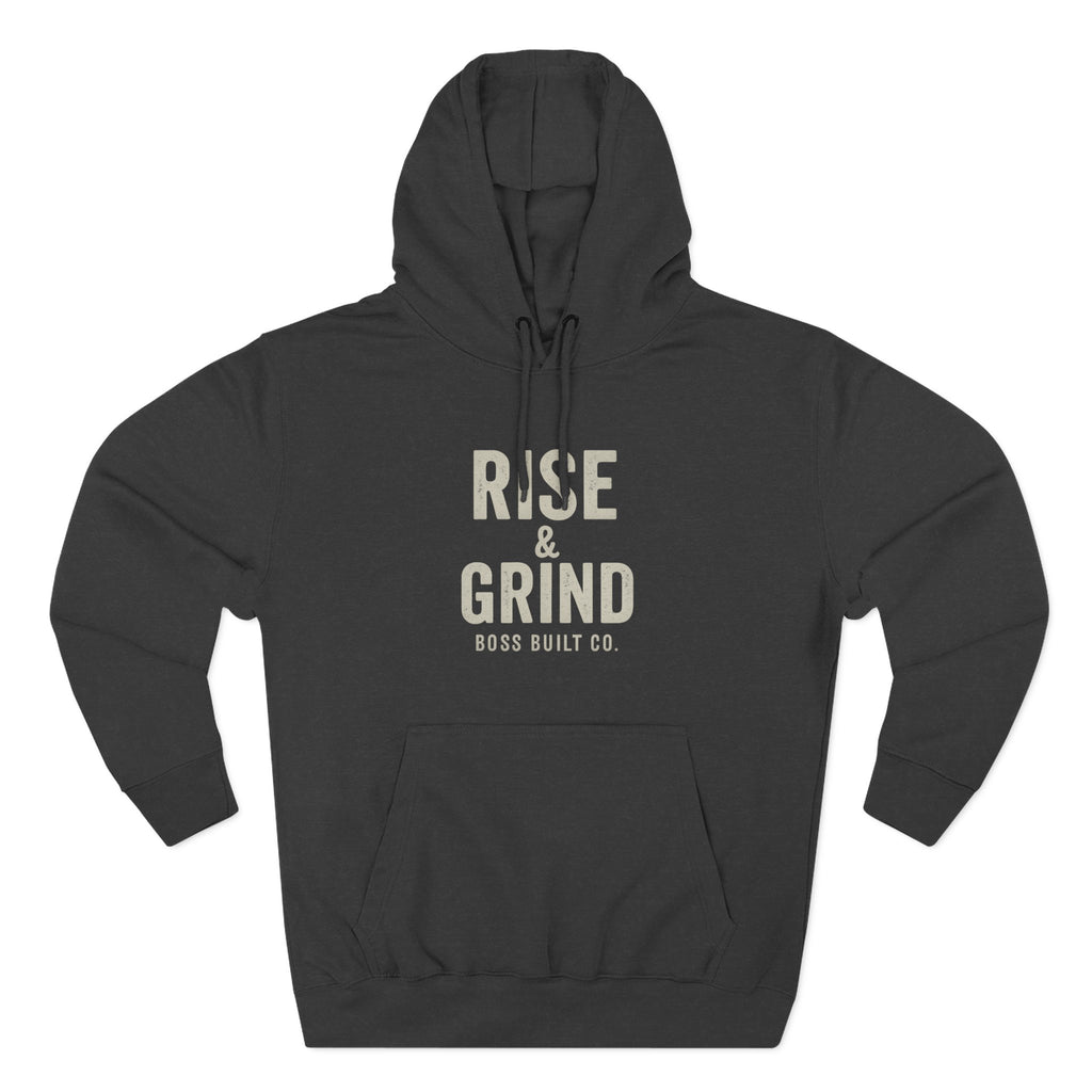 Boss Built Co Rise & Grind Hoodie — Motivational Fleece Pullover for Hustle Mindset
