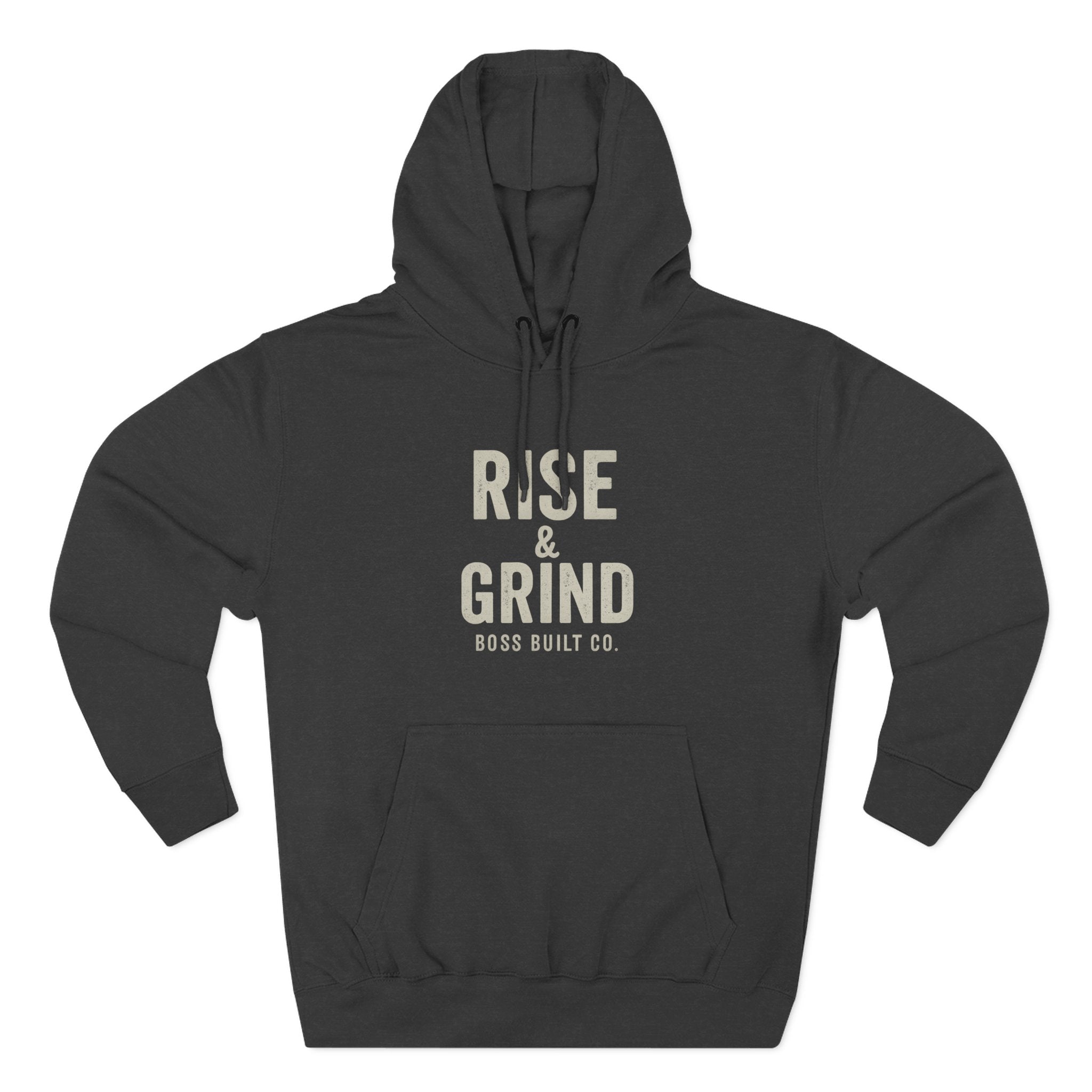 Boss Built Co Rise & Grind Hoodie — Motivational Fleece Pullover for Hustle Mindset