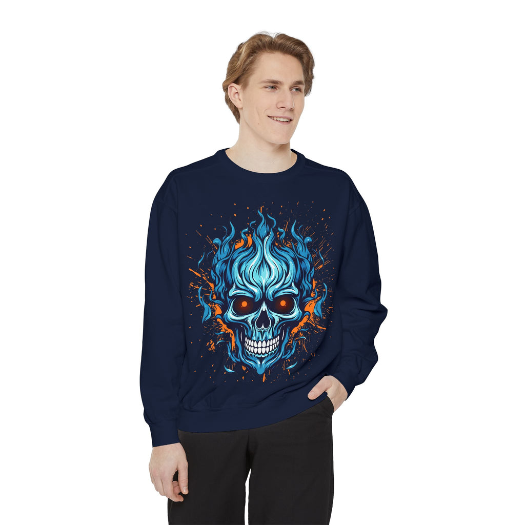 Blue Skull Unisex Garment-Dyed Sweatshirt