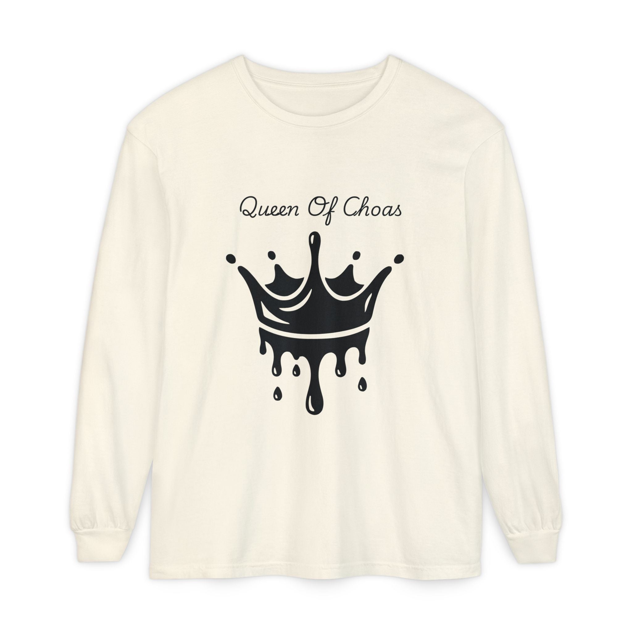 Queen of Chaos Long Sleeve T-Shirt - Stylish Unisex Apparel for Creative Souls, Casual Wear, Gift for Her, Birthday, Everyday Style