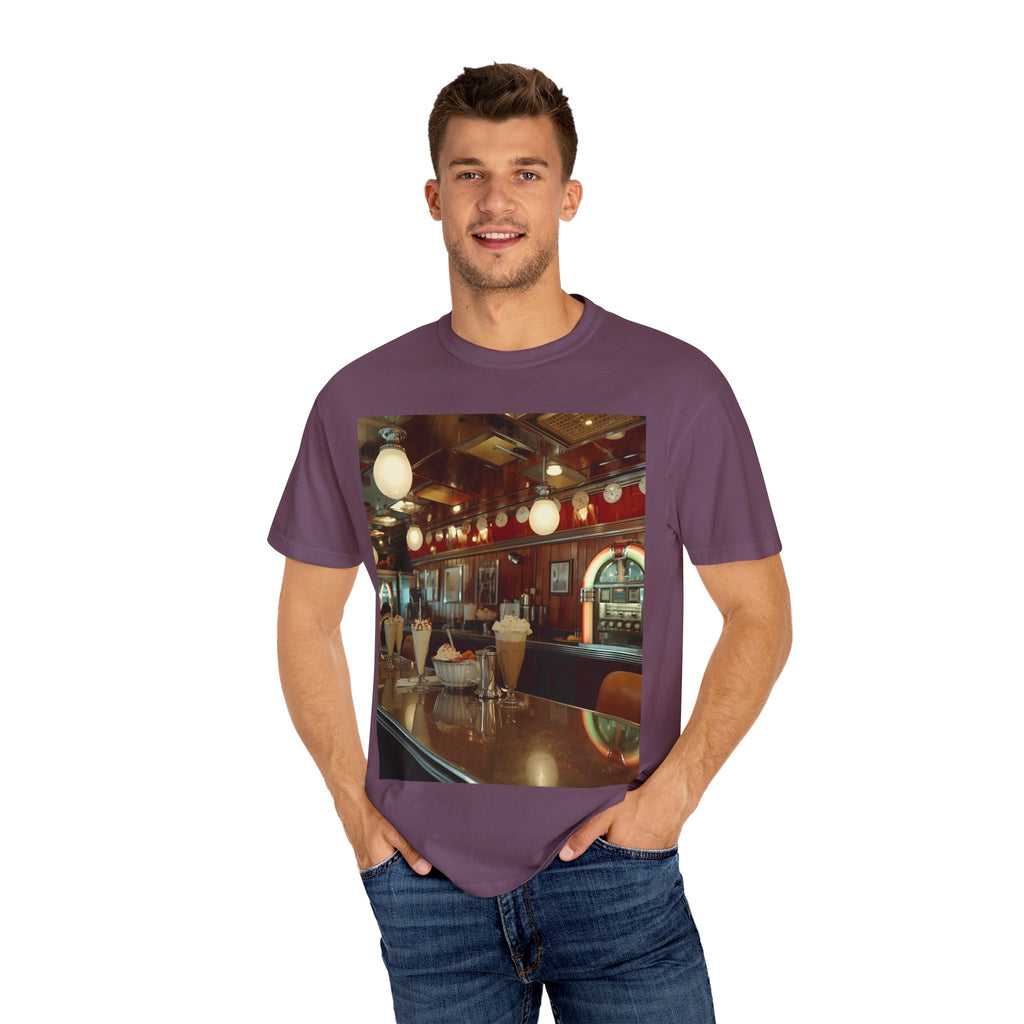 Cozy Cafe Vibe T-Shirt | Unisex Garment-Dyed Tee for Casual Outings, Vintage Style, Ice Cream Lovers, Retro Aesthetic, Everyday Wear