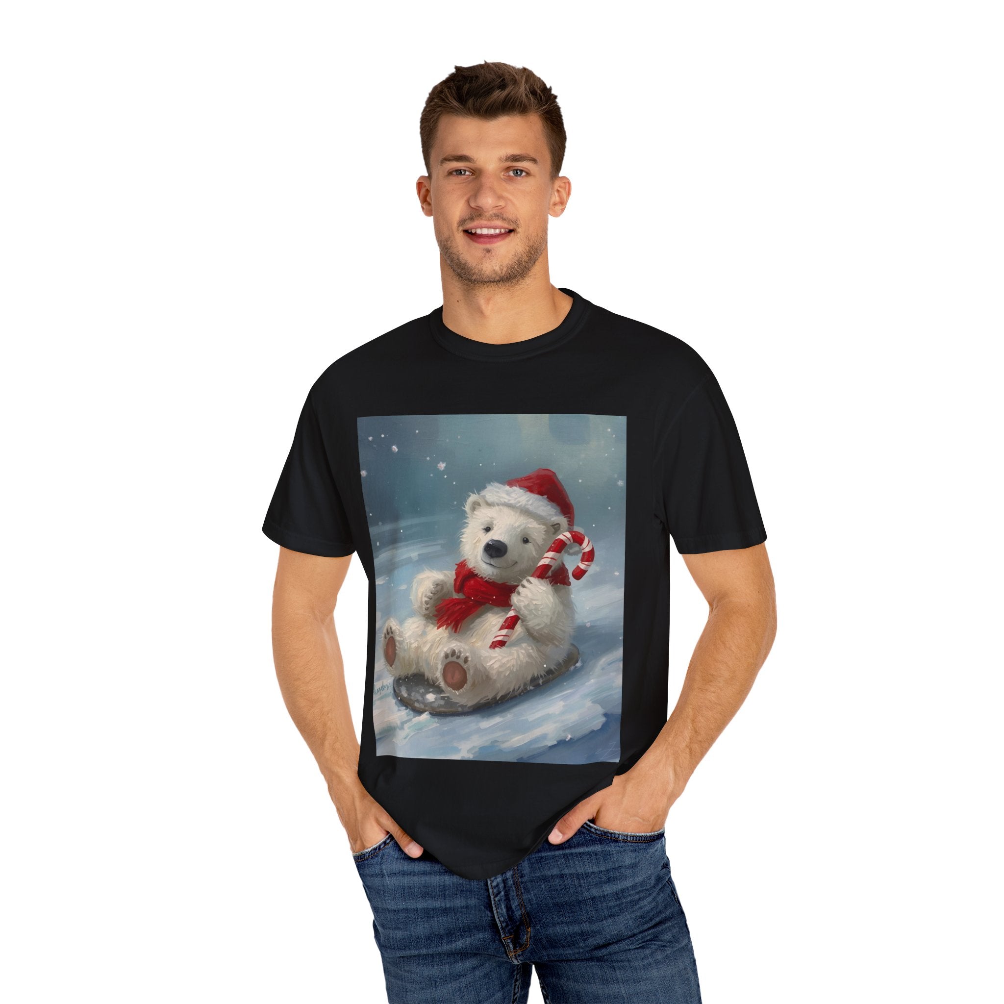 Cozy Christmas Bear T-Shirt, Winter Apparel, Holiday Gift, Family Matching Tee, Cute Polar Bear Design, Festive Outfit
