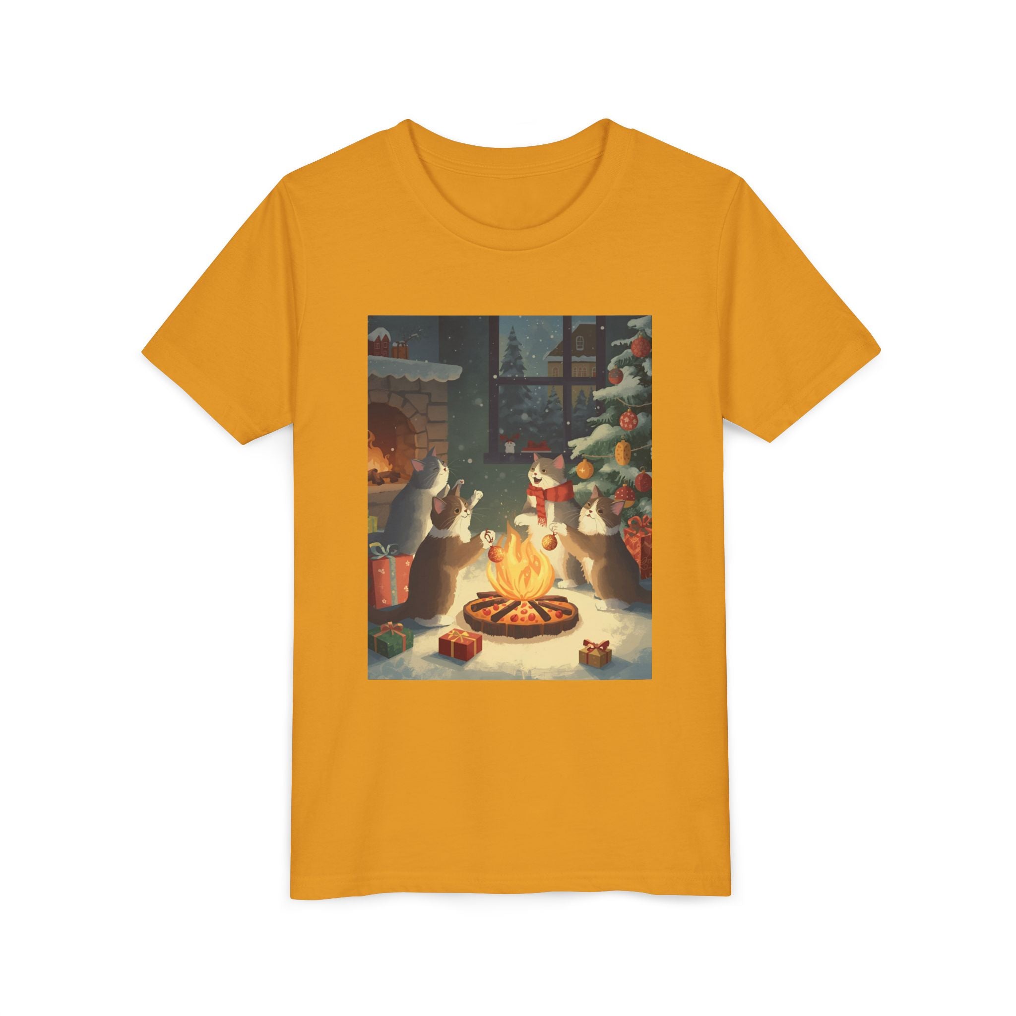 Cozy Christmas Youth Tee, Festive Graphic Short Sleeve Shirt, Holiday Charm for Kids, Cute Gift for Thanksgiving, Winter Gatherings