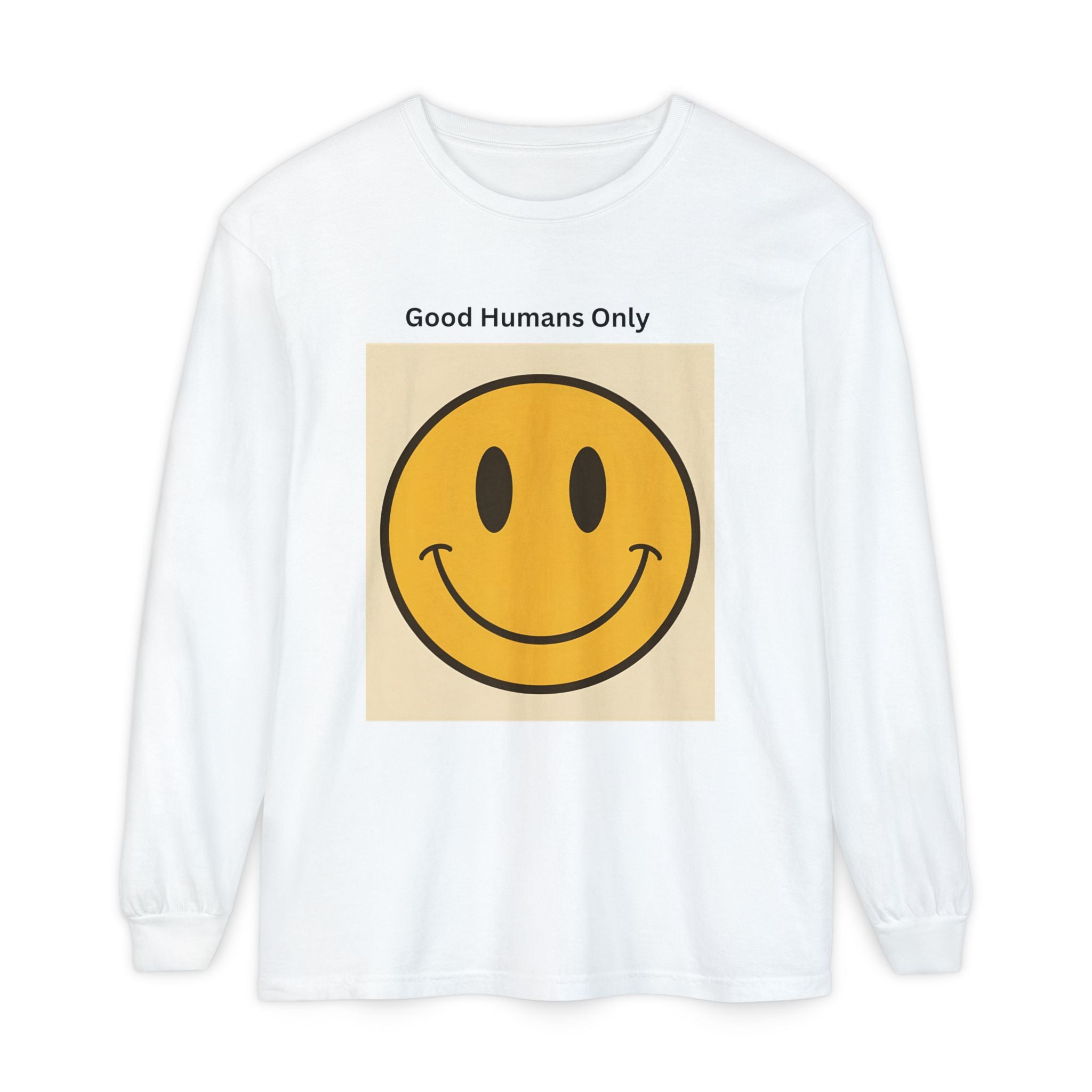 Smiley Face Unisex Garment-dyed Long Sleeve T-Shirt