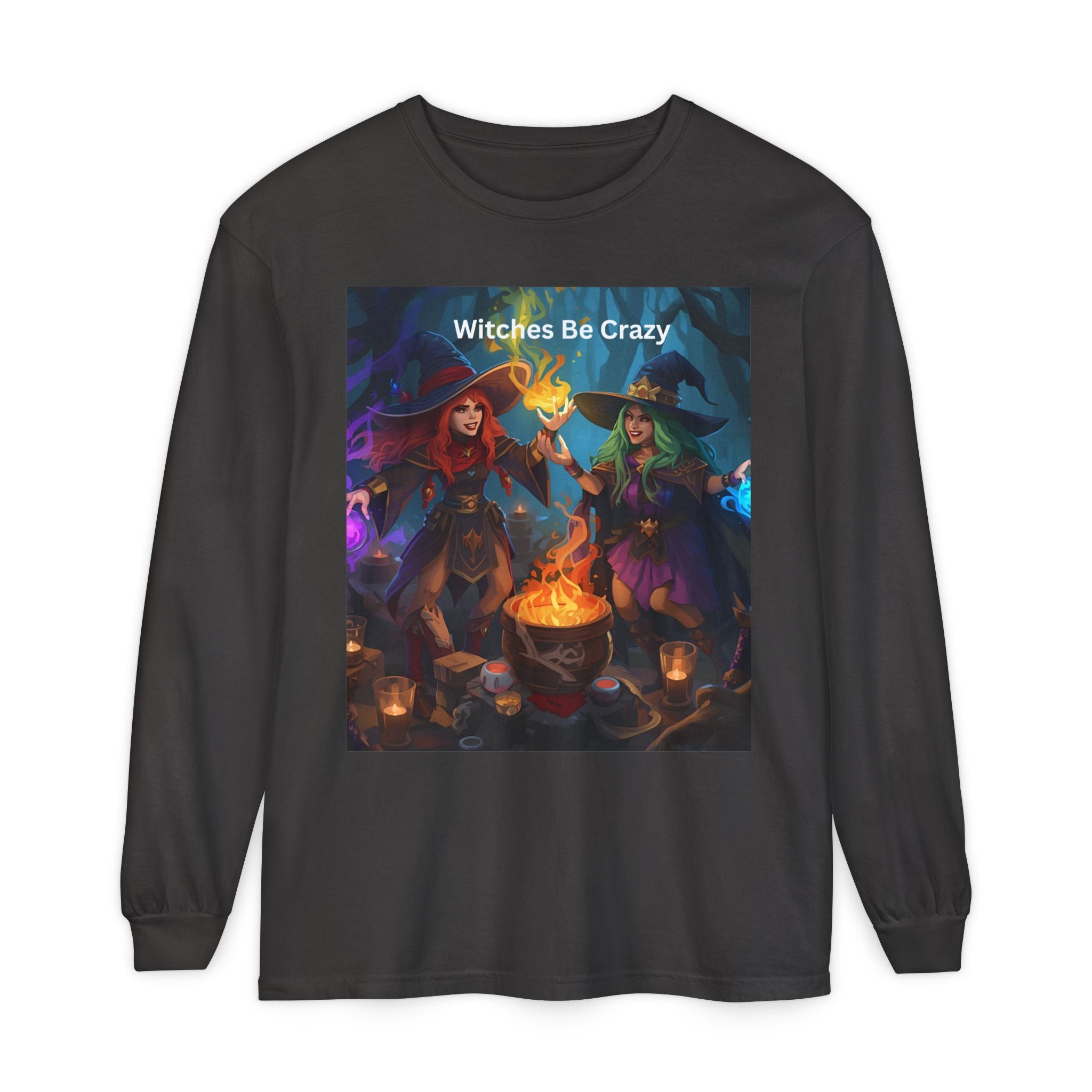 Spooky Halloween Witches Be Crazy Long Sleeve T-Shirt, Halloween Top, Witchy Apparel, Unisex Shirt, Spooky Gift, Casual Wear