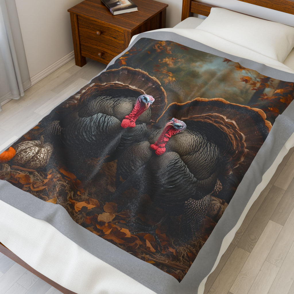 Thanksgiving Turkey Velveteen Plush Blanket