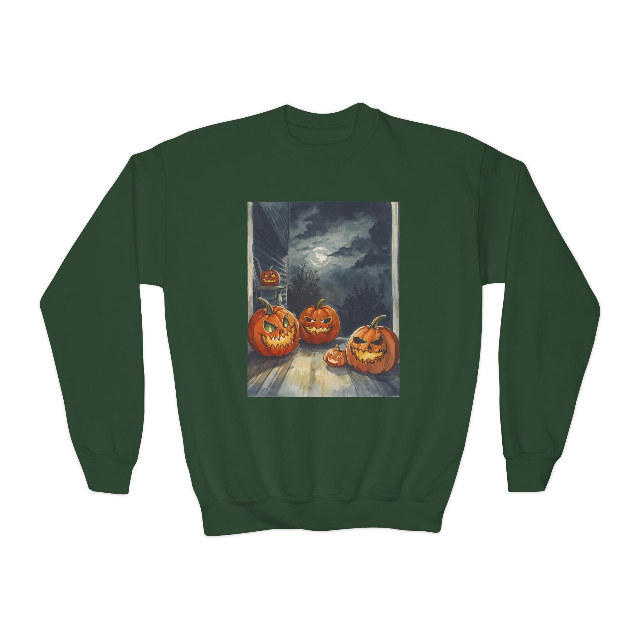 Halloween Pumpkin  Youth Crewneck Sweatshirt, Cozy Fall Sweatshirt, Kids Halloween Apparel, Pumpkin Sweatshirt, Spooky Season Top