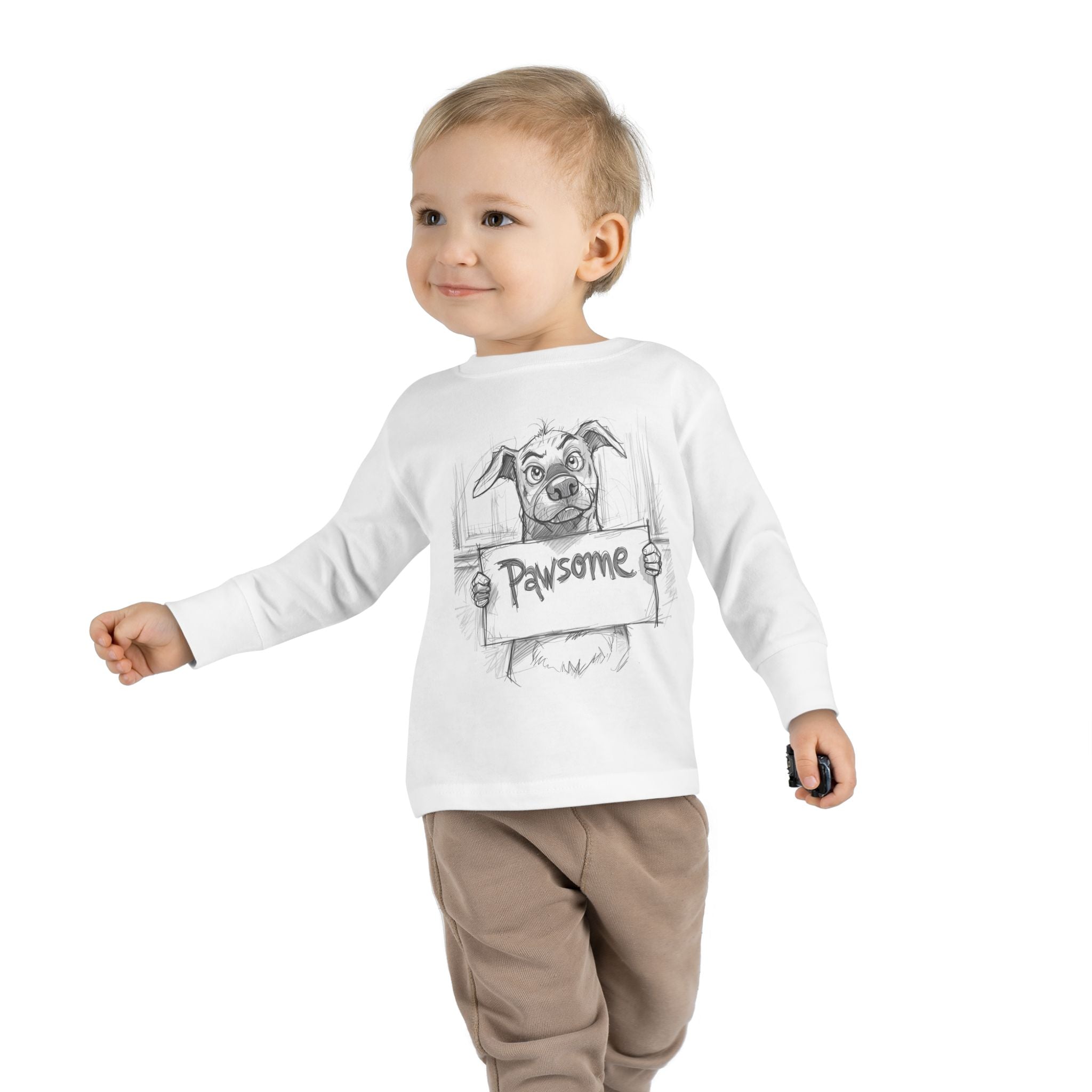 Pawsome Toddler Long Sleeve Tee, Cute Dog Shirt, Pet Lovers Gift, Kids Apparel, Funny Animal Tee, Birthday Gift