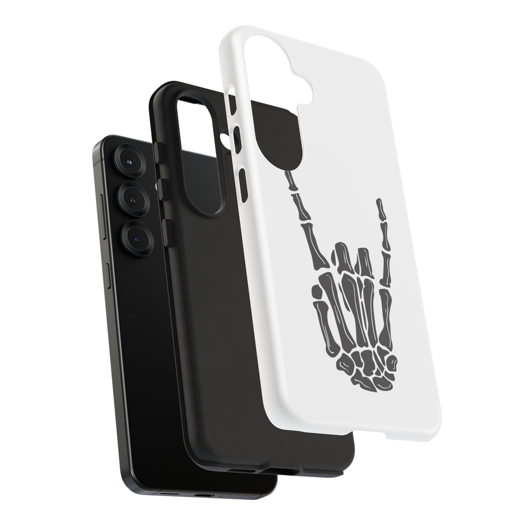 Rock On Skeleton Phone Case, Edgy Phone Cover, Tough Cases for Music Lovers, Halloween Accessories, Gifts for Him