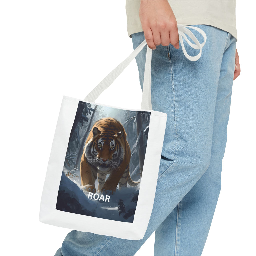 Majestic Tiger Snow Roar Tote Bag | Roar Wildlife Bag, Eco Friendly Tote, Animal Lover Gift, Stylish Shopping Bag, Nature-Theme Accessories