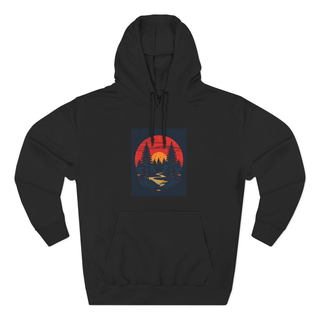 Cozy Nature Sunset Hoodie, Graphic Fleece Sweatshirt, Outdoor Apparel, Fall Fashion, Gift for Nature Lovers, Winter Wear