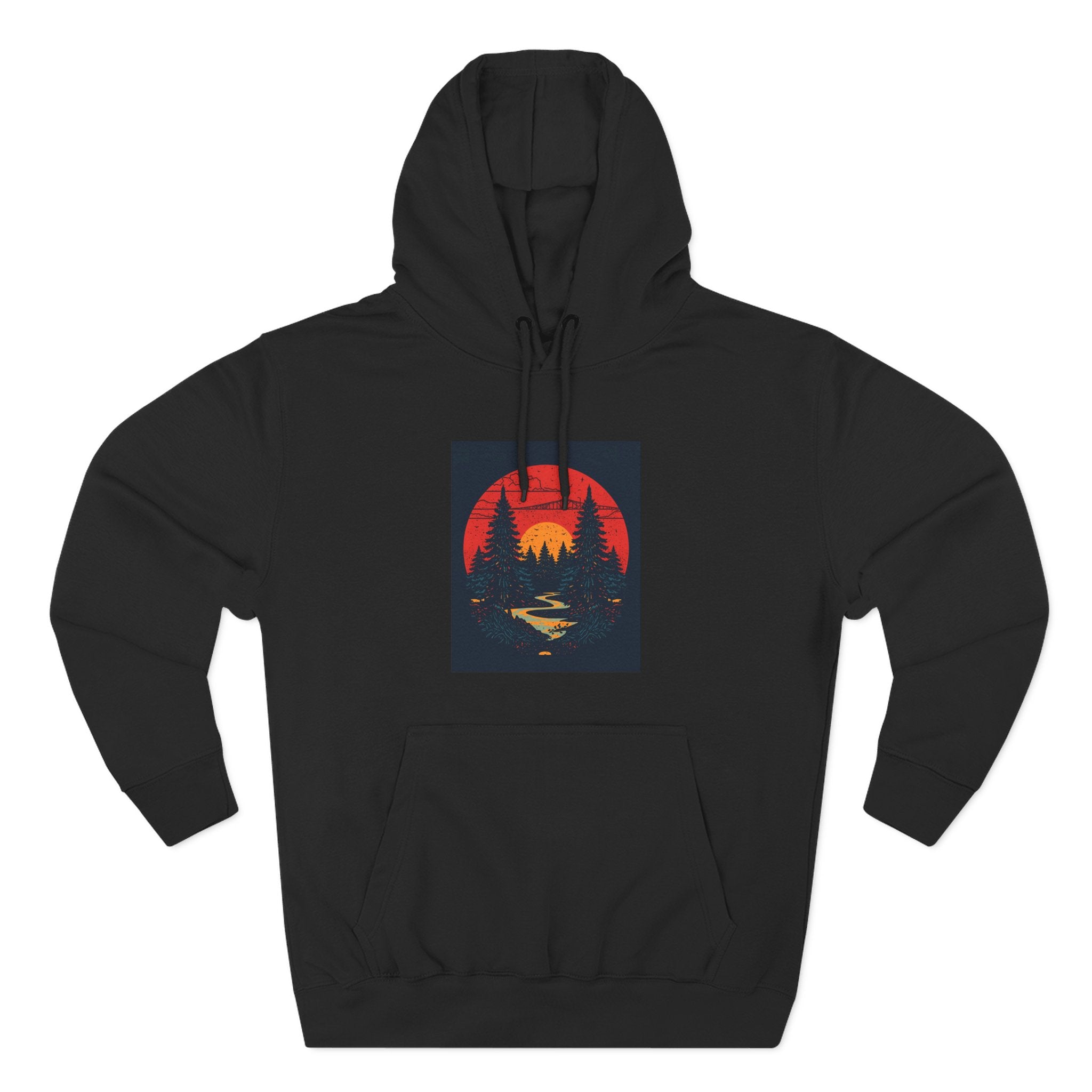 Cozy Nature Sunset Hoodie, Graphic Fleece Sweatshirt, Outdoor Apparel, Fall Fashion, Gift for Nature Lovers, Winter Wear