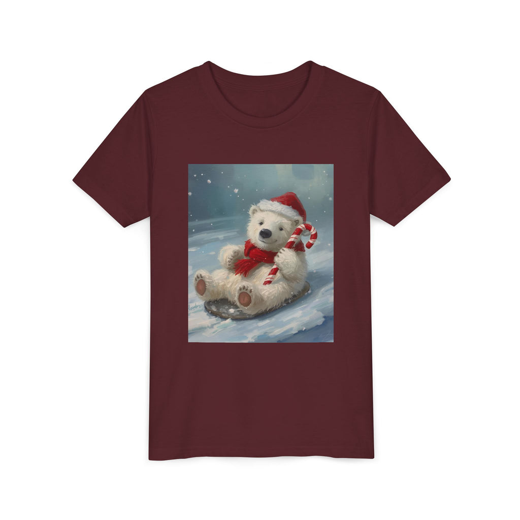 Cute Christmas Bear Youth Short Sleeve Tee