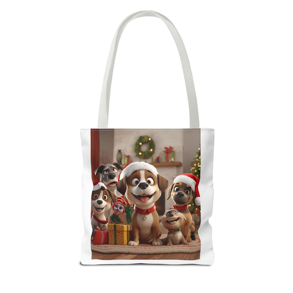 Cute Christmas Festive Dog Lovers Tote Bag, Cute Christmas Gift for Animal Lovers, Holiday Shopping, Pet Owner Accessory, Reusable Bag