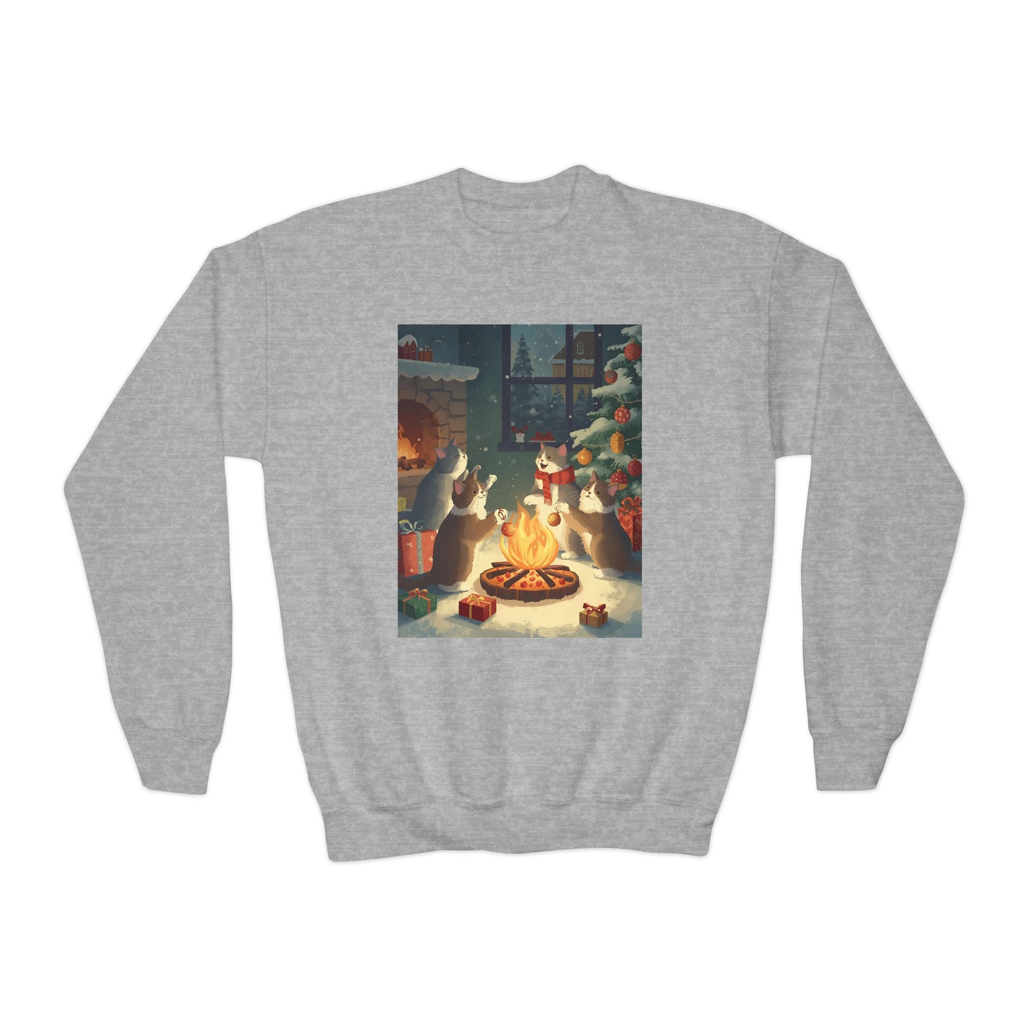 Cute Cats Christmas Youth Crewneck Sweatshirt