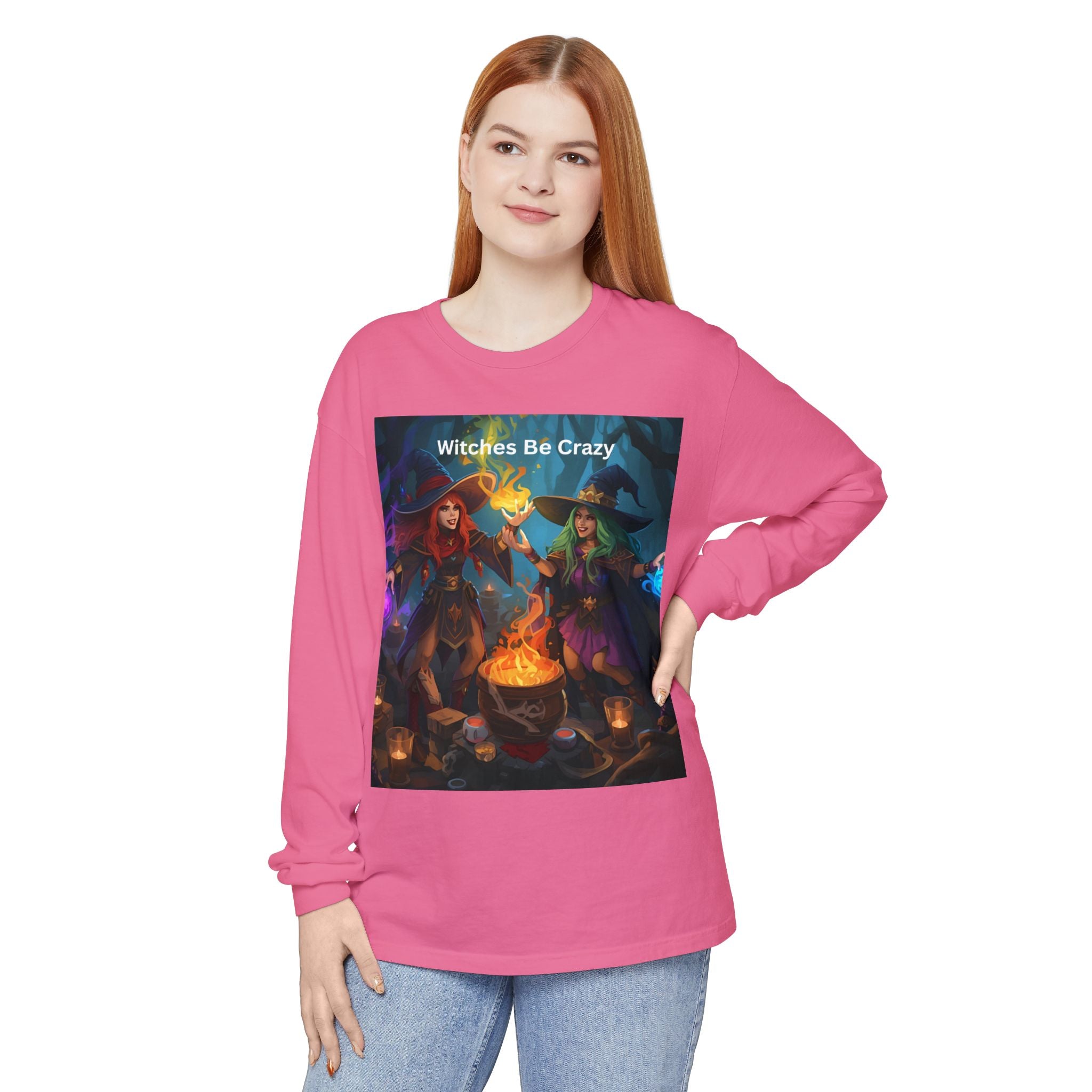 Spooky Halloween Witches Be Crazy Long Sleeve T-Shirt, Halloween Top, Witchy Apparel, Unisex Shirt, Spooky Gift, Casual Wear