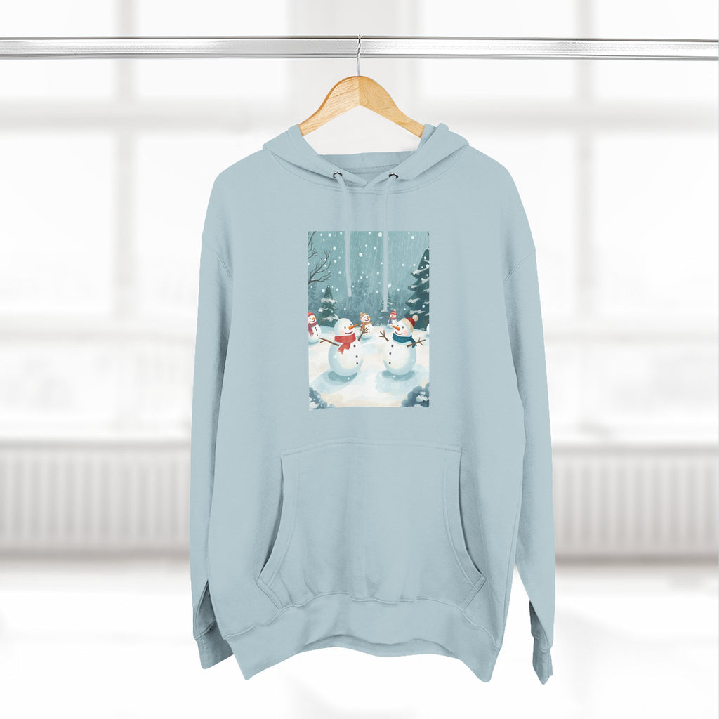 Cozy Snowman Hoodie, Winter Apparel, Holiday Gift, Christmas, Fleece Hoodie, Seasonal Style, Cold Weather Wear