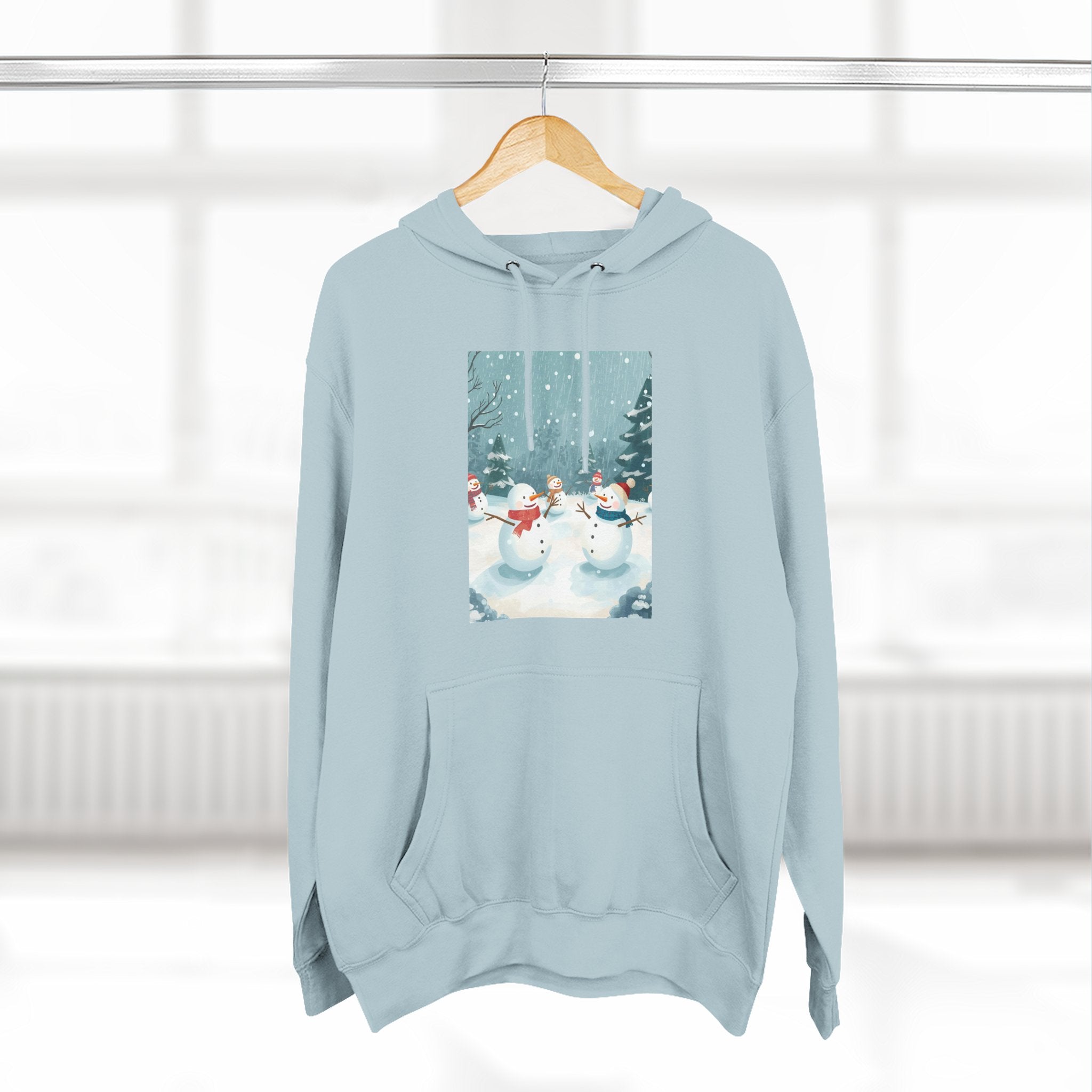 Cozy Snowman Hoodie, Winter Apparel, Holiday Gift, Christmas, Fleece Hoodie, Seasonal Style, Cold Weather Wear