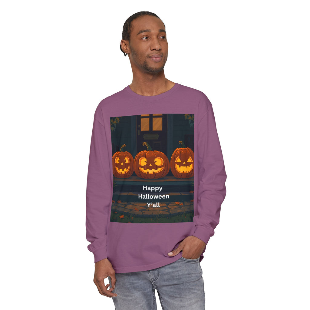 Halloween Pumpkin Long Sleeve T-Shirt, Fall Apparel, Comfortable Shirt, Unisex Halloween Tee, Seasonal Gift, Spooky Vibes