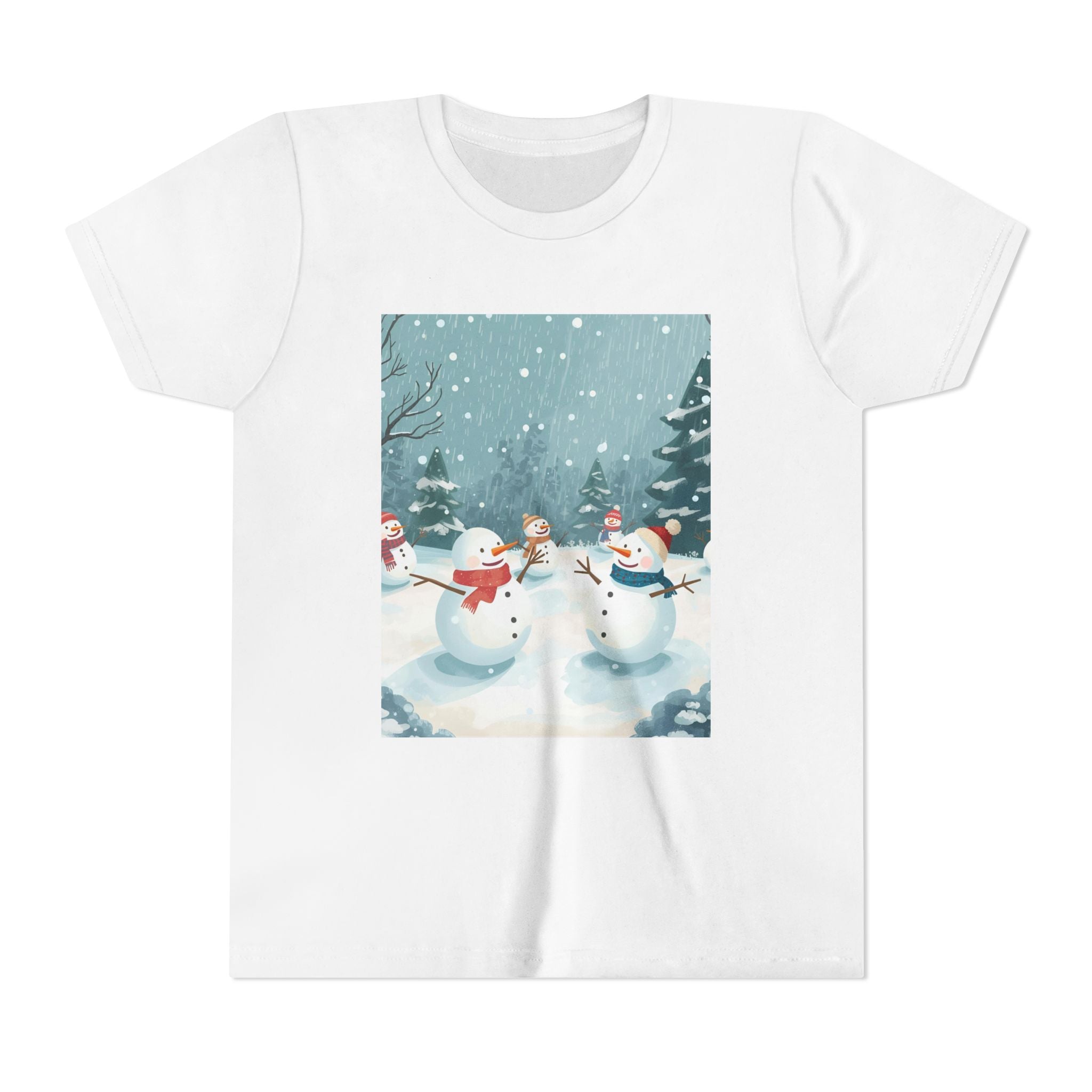 Festive Christmas Snowman Youth Short Sleeve Tee