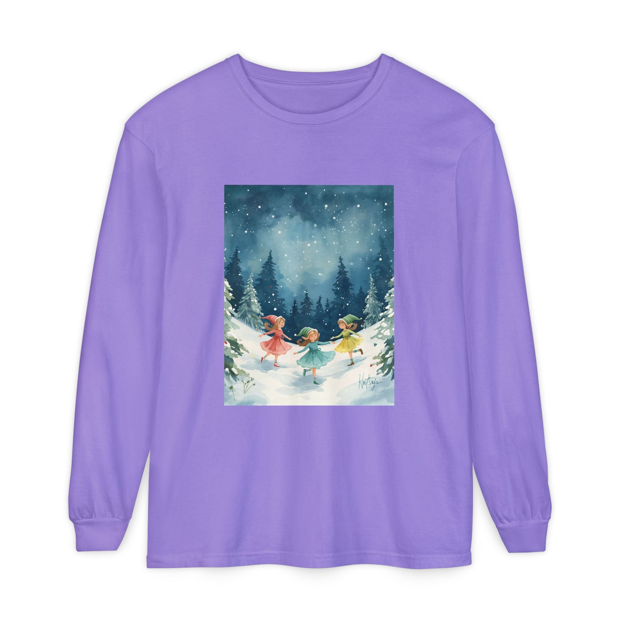 Winter Wonderland Long Sleeve T-Shirt, Cozy Graphic Tee, Perfect for Holidays, Gift for Her, Winter Apparel, Seasonal Fashion