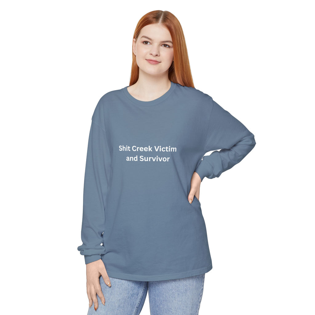 Shit Creek Survivor Long Sleeve T-Shirt, Funny Gift, Casual Wear, Humor Shirt, Birthday Gift, Unisex Apparel