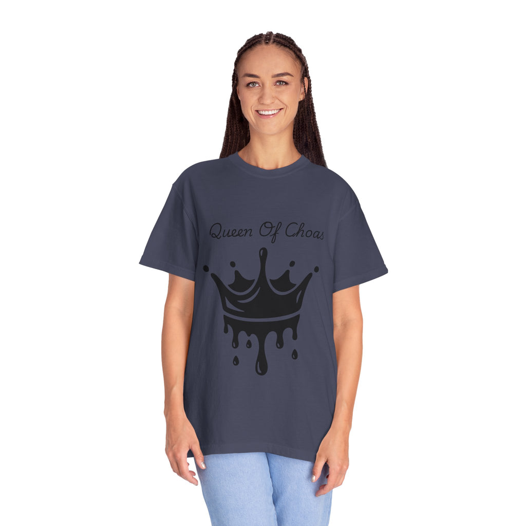 Queen of Chaos T-Shirt, Unisex Garment-Dyed Tee, Fun Casual Wear, Unique Gift Idea, Perfect for Celebrations