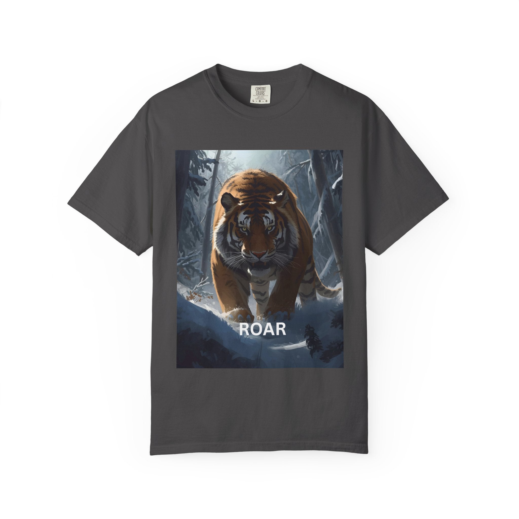 Tiger Roar Snow Unisex T-Shirt, Animal Lover Gift, Wildlife Tee, Casual Wear, Adventure Shirt, Nature Inspired Apparel