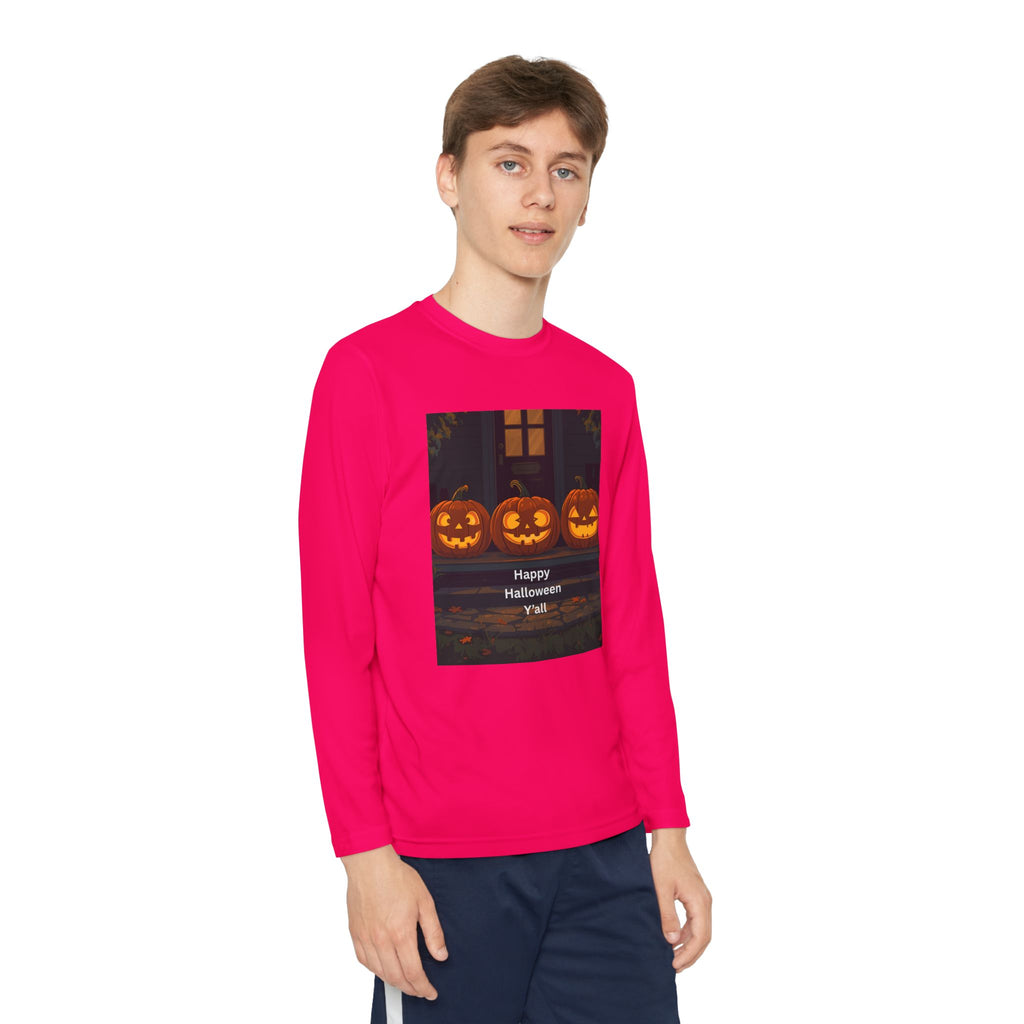 Halloween Pumpkin Youth Long Sleeve Competitor Tee