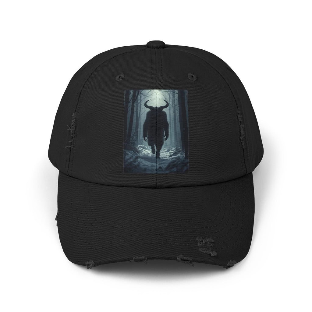 Spooky Forest Snow Creature Unisex Distressed Cap