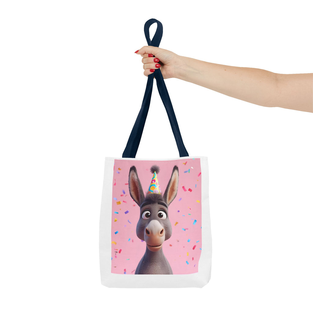 Birthday Donkey Tote Bag, Fun Party Accessory, Eco-Friendly Shopper, Cute Gift for Animal Lovers, Perfect for Birthdays and Celebrations