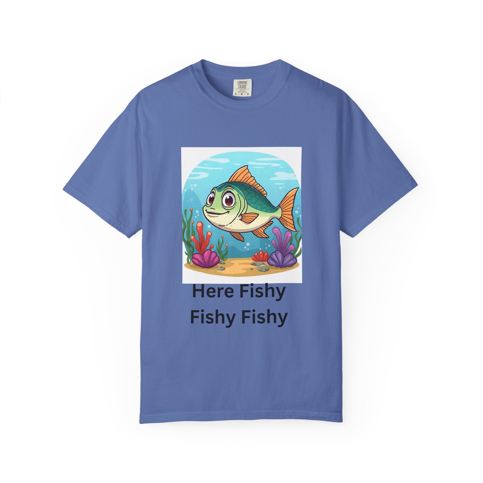 Playful Fish T-Shirt for Nature Lovers, Here Fishy Fishy Fishy Tee, Unisex Casual Wear, Perfect for Birthdays, Summer Fun, Beach Outings