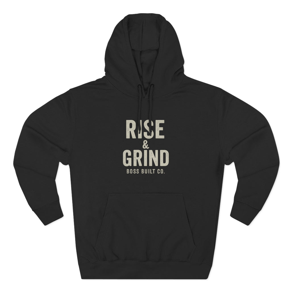 Boss Built Co Rise & Grind Hoodie — Motivational Fleece Pullover for Hustle Mindset