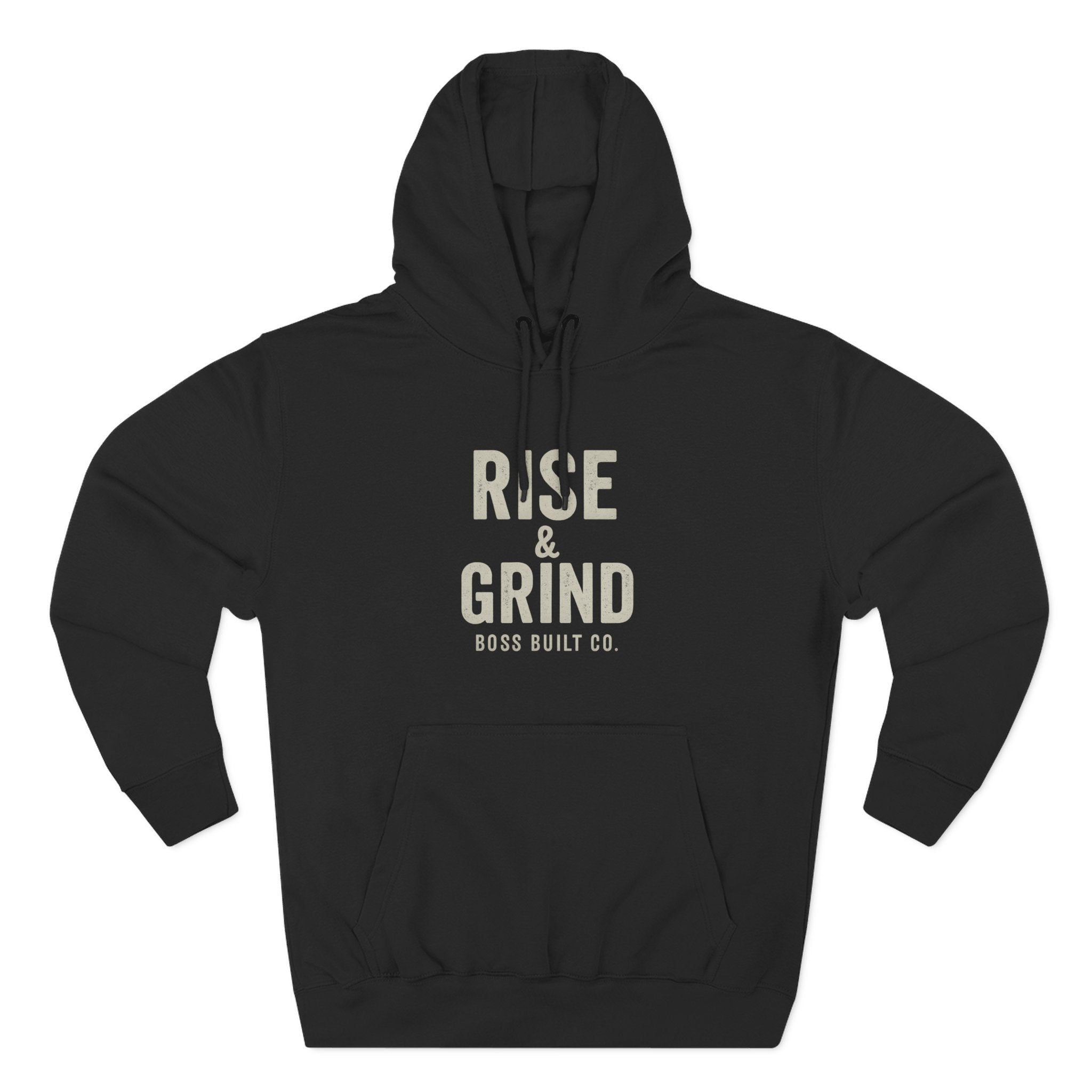 Boss Built Co Rise & Grind Hoodie — Motivational Fleece Pullover for Hustle Mindset