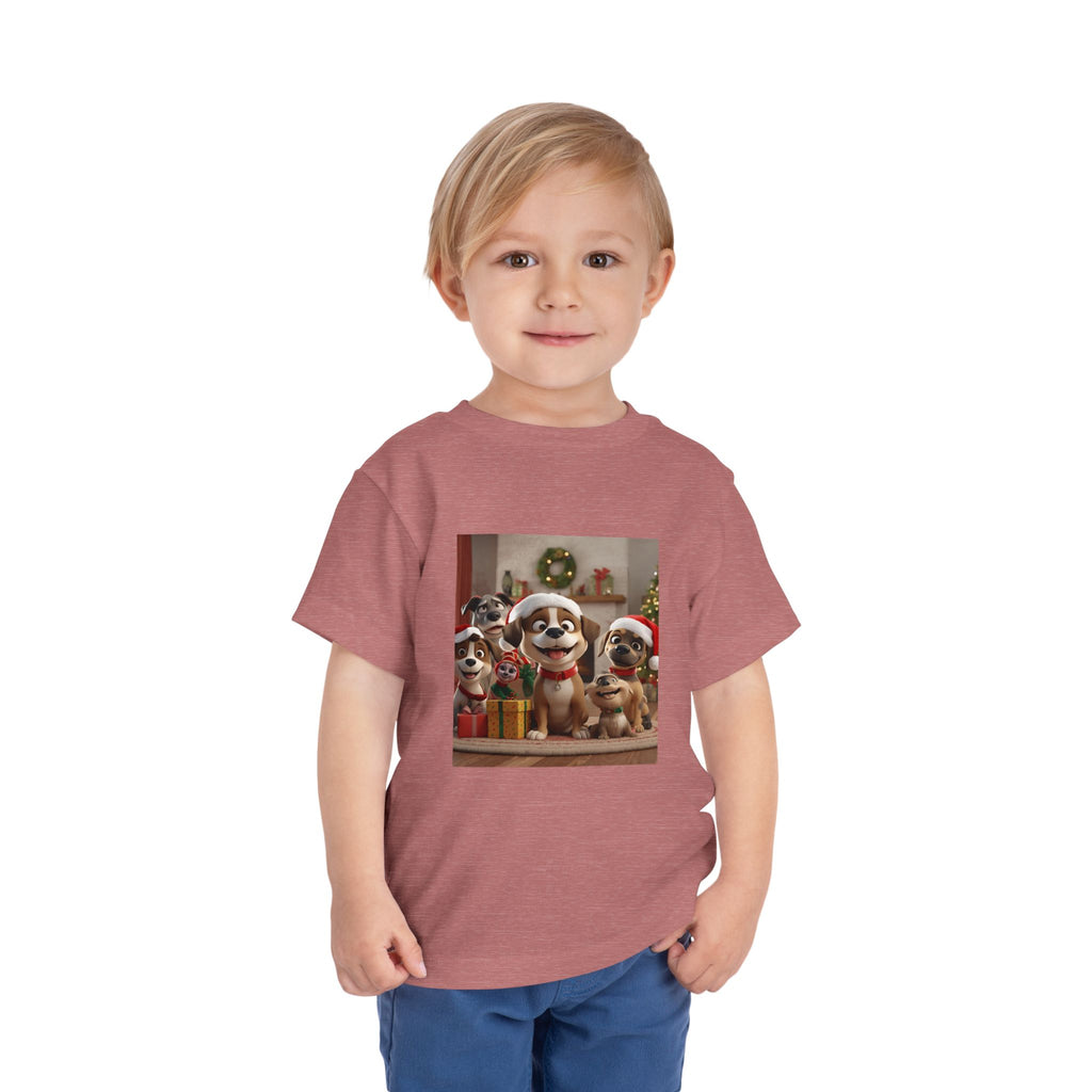 Cute Christmas Festive Puppy Toddler Tee, Cute Dog Christmas Shirt, Kids Holiday Clothing, Animal Lover Gift, Birthday Outfit