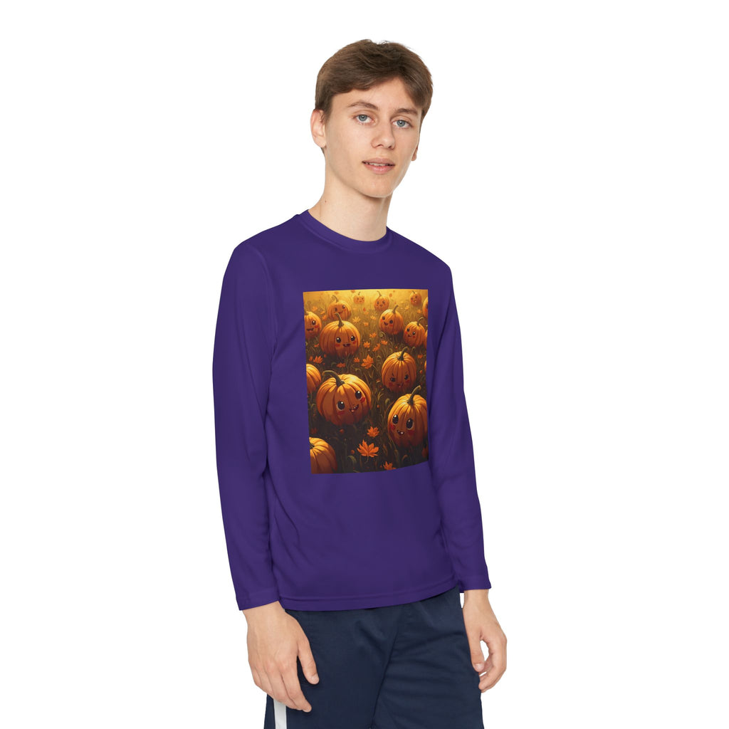Happy Halloween Pumpkin Youth Long Sleeve Competitor Tee