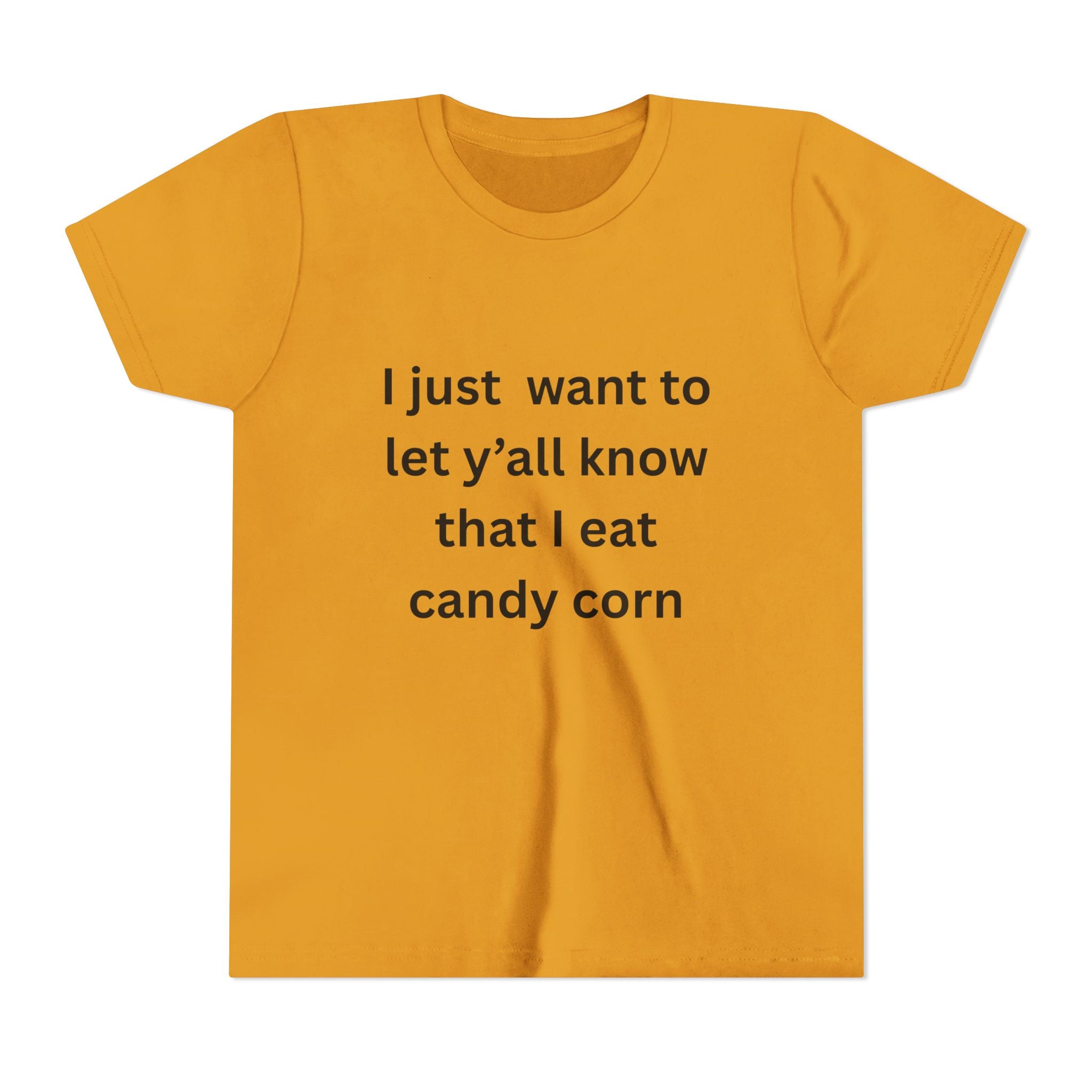 I Eat Candy Corn Youth Candy Corn Tee, Fun Halloween Shirt, Cute Short Sleeve Tee, Youth Graphic Top, Fall Celebration Apparel, Trick or Treat Shirt