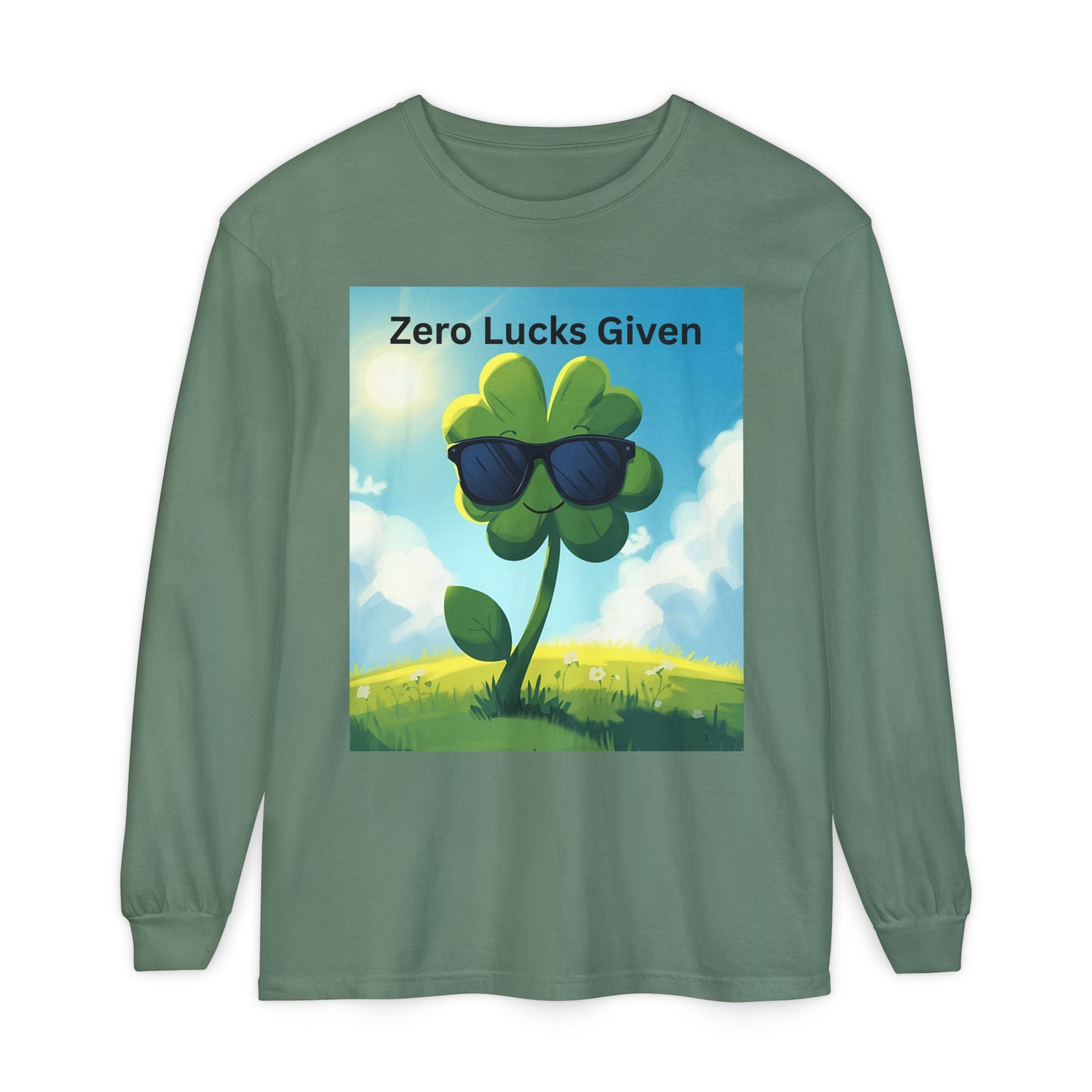 Zero Lucks Given Unisex Garment-dyed Long Sleeve T-Shirt